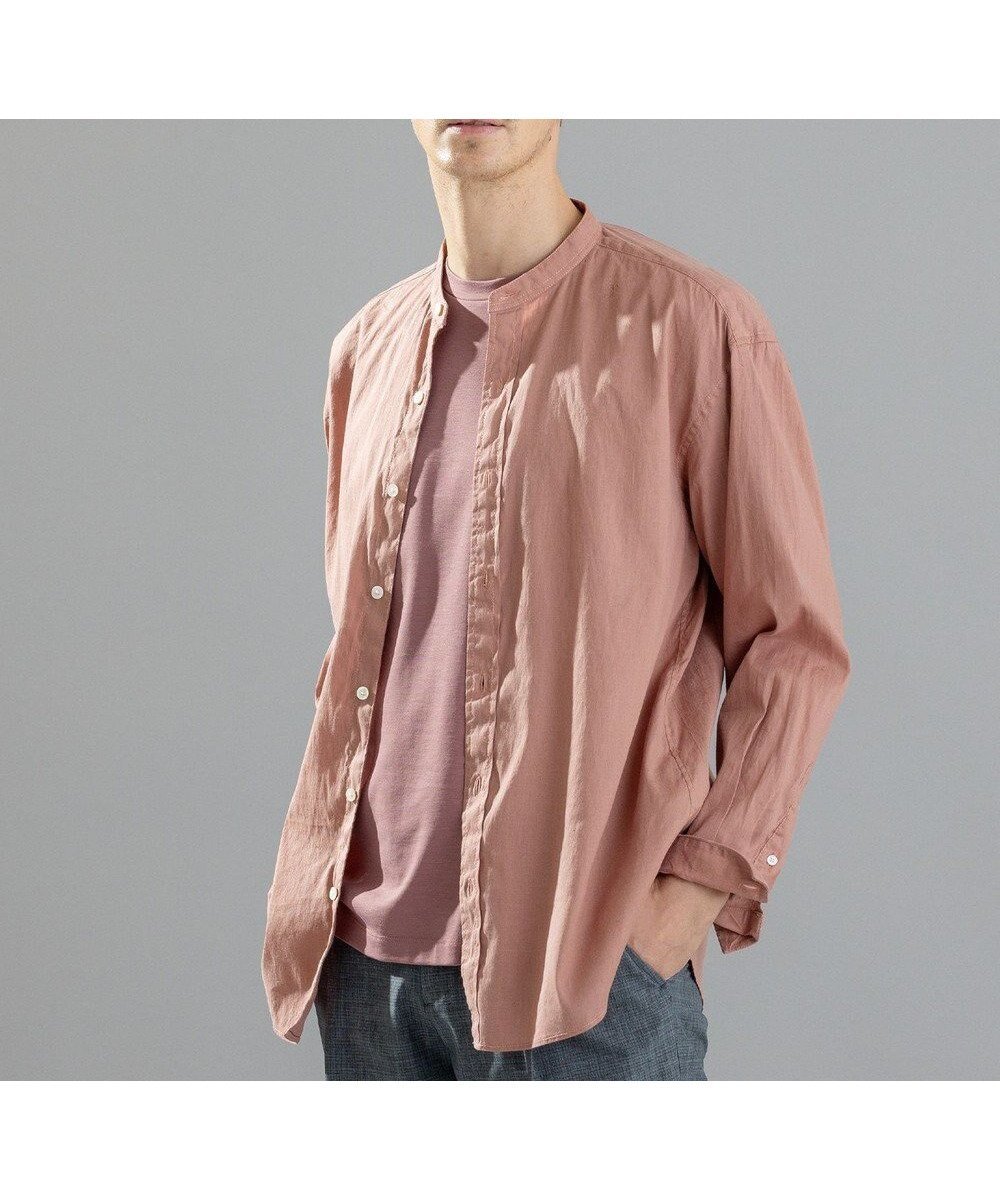 【ジョゼフ オム/JOSEPH HOMME / MEN】の【LEON 6月号掲載】リネンストレッチブロード バンドカラーシャツ インテリア・キッズ・メンズ・レディースファッション・服の通販 founy(ファニー) 　ファッション　Fashion　メンズファッション　Fashion for Men　トップス・カットソー　Cut & Sew Tops　メンズシャツ　Shirts　インナー　Innerwear　春　Spring　シルケット　Silket, Silky Cotton　シンプル　Simple, Minimal　ジャケット　Jacket, Outerwear　ストレッチ　Stretch, Stretchy Fabric　雑誌　Magazine, Fashion Magazine　長袖　Long Sleeve, Full Sleeve　ヨーク　Yoke, Yoke Design　6月号　June Issue, Jun. Edition　ラウンド　Round, Round Neck　リネン　Linen, Linen Fabric　ロールアップ　Roll-Up, Cuffed Hem　S/S・春夏　SS, Spring/Summer, Warm Season　夏　Summer　エレガント 上品　Elegant　ライトオレンジ系|ID: prp329100004603512 ipo3291000000032746042