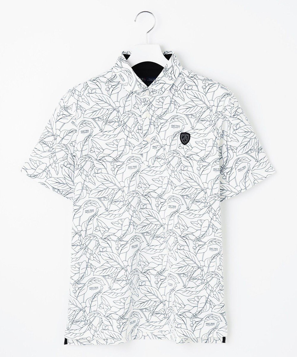 【23区 ゴルフ/23区GOLF / MEN】の【MEN】遮熱エイトムーブ リーフポロシャツ 吸水速乾 UVカット 透けにくい ストレッチ性 インテリア・キッズ・メンズ・レディースファッション・服の通販 founy(ファニー) 　ファッション　Fashion　メンズファッション　Fashion for Men　トップス・カットソー　Cut & Sew Tops　メンズシャツ　Shirts　ポロシャツ / きれいめカジュアルスタイル　Polo Shirts　春　Spring　コンパクト　Compact, Small Size　吸水　Absorbent, Quick-Dry　シンプル　Simple, Minimal　ストレッチ　Stretch, Stretchy Fabric　スリム　Slim, Slim Fit　パターン　Pattern, Design Print　フラット　Flat, Flat Shoes　プリント　Print, Printed Pattern　ポロシャツ　Polo Shirt, Collared Tee　リゾート　Resort, Vacation Style　リーフ　Leaf, Botanical Leaf　S/S・春夏　SS, Spring/Summer, Warm Season　新作・新入荷　New Arrivals / New In　夏　Summer　エレガント 上品　Elegant　ゴルフ　Golf　ホワイト系5|ID: prp329100004603514 ipo3291000000032746054