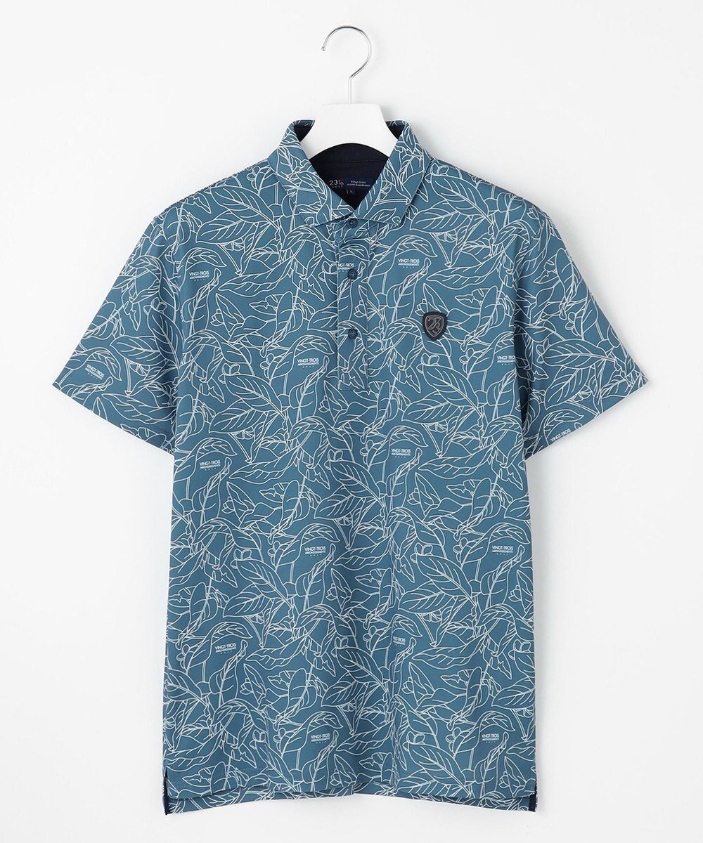 【23区 ゴルフ/23区GOLF / MEN】の【MEN】遮熱エイトムーブ リーフポロシャツ 吸水速乾 UVカット 透けにくい ストレッチ性 インテリア・キッズ・メンズ・レディースファッション・服の通販 founy(ファニー) 　ファッション　Fashion　メンズファッション　Fashion for Men　トップス・カットソー　Cut & Sew Tops　メンズシャツ　Shirts　ポロシャツ / きれいめカジュアルスタイル　Polo Shirts　春　Spring　コンパクト　Compact, Small Size　吸水　Absorbent, Quick-Dry　シンプル　Simple, Minimal　ストレッチ　Stretch, Stretchy Fabric　スリム　Slim, Slim Fit　パターン　Pattern, Design Print　フラット　Flat, Flat Shoes　プリント　Print, Printed Pattern　ポロシャツ　Polo Shirt, Collared Tee　リゾート　Resort, Vacation Style　リーフ　Leaf, Botanical Leaf　S/S・春夏　SS, Spring/Summer, Warm Season　新作・新入荷　New Arrivals / New In　夏　Summer　エレガント 上品　Elegant　ゴルフ　Golf　ダルブルー系5|ID: prp329100004603514 ipo3291000000032746056