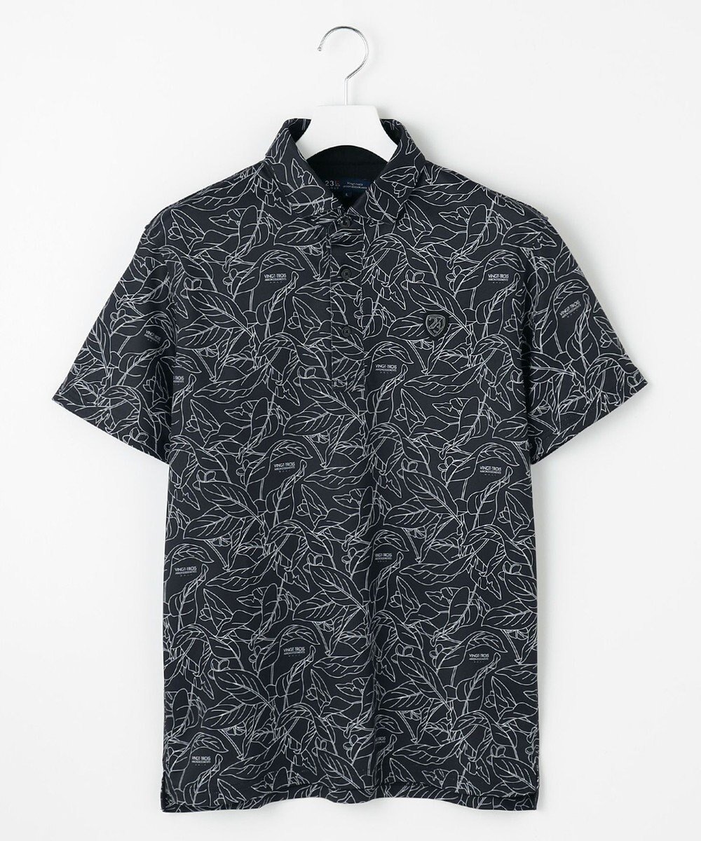 【23区 ゴルフ/23区GOLF / MEN】の【MEN】遮熱エイトムーブ リーフポロシャツ インテリア・キッズ・メンズ・レディースファッション・服の通販 founy(ファニー) 　ファッション　Fashion　メンズファッション　Fashion for Men　トップス・カットソー　Cut & Sew Tops　メンズシャツ　Shirts　ポロシャツ / きれいめカジュアルスタイル　Polo Shirts　春　Spring　コンパクト　Compact, Small Size　吸水　Absorbent, Quick-Dry　シンプル　Simple, Minimal　ストレッチ　Stretch, Stretchy Fabric　スリム　Slim, Slim Fit　パターン　Pattern, Design Print　フラット　Flat, Flat Shoes　プリント　Print, Printed Pattern　ポロシャツ　Polo Shirt, Collared Tee　リゾート　Resort, Vacation Style　リーフ　Leaf, Botanical Leaf　S/S・春夏　SS, Spring/Summer, Warm Season　夏　Summer　エレガント 上品　Elegant　ゴルフ　Golf　ブラック系5|ID: prp329100004603514 ipo3291000000034615957