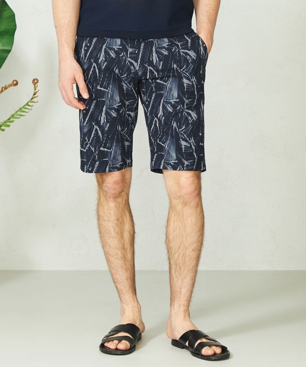 【ジョセフ アブード/JOSEPH ABBOUD / MEN】の【驚きの多機能】ライトウェーブ リゾートプリントハーフパンツ インテリア・キッズ・メンズ・レディースファッション・服の通販 founy(ファニー) 　ファッション　Fashion　メンズファッション　Fashion for Men　ボトムス　Bottoms　ハーフパンツ・ショートパンツ　Shorts & Half Pants　ウォッシャブル　Machine Washable　春　Spring　サッカー　Seersucker, Summer Fabric　シャーリング　Shirring, Ruched　ショーツ　Shorts, Short Pants　ストレッチ　Stretch, Stretchy Fabric　チェック　Check, Plaid, Tartan　フィット　Fit, Slim Fit　プリント　Print, Printed Pattern　リーフ　Leaf, Botanical Leaf　S/S・春夏　SS, Spring/Summer, Warm Season　夏　Summer　ネイビー系5|ID: prp329100004603520 ipo3291000000032746097