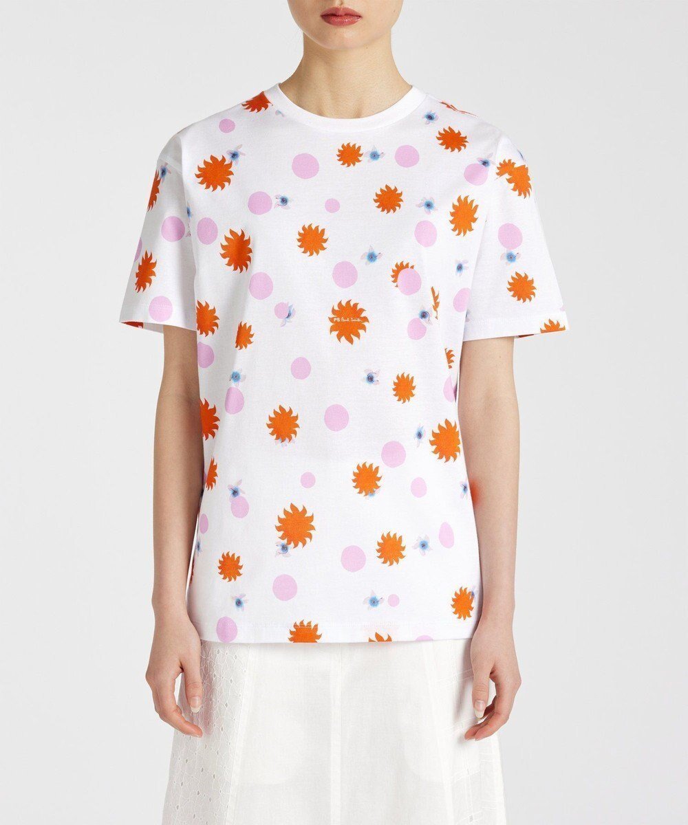 【ポール スミス/Paul Smith】のIbiza Sun Flower 半袖Tシャツ インテリア・キッズ・メンズ・レディースファッション・服の通販 founy(ファニー) 　ファッション　Fashion　レディースファッション　Fashion for Women　トップス・カットソー　Cut & Sew Tops　シャツ・ブラウス・オフィスカジュアル　Elegant Blouses & Button-Ups　ロングTシャツ・Tシャツ　Longline T-Shirts & Tees　カットソー・ベーシックTシャツ　Cut-and-Sewn Tops / Stretch Tees & Basics　カットソー　Cut and Sewn Top　シンプル　Simple, Minimal　プリント　Print, Printed Pattern　半袖　Short Sleeve, Half Sleeve　夏　Summer　春　Spring　S/S・春夏　SS, Spring/Summer, Warm Season　ホワイト|ID: prp329100004603543 ipo3291000000032746564