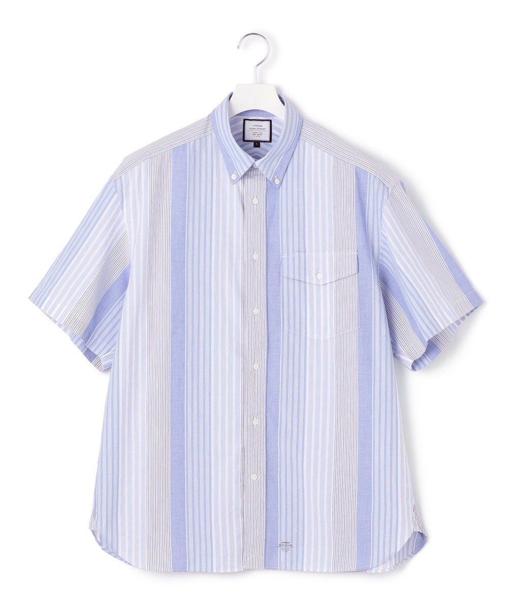 【ジェイプレスヨークストリート/J.PRESS YORK STREET】の【UNISEX】マルチストライプ シャツ インテリア・キッズ・メンズ・レディースファッション・服の通販 founy(ファニー) 　ファッション　Fashion　レディースファッション　Fashion for Women　トップス・カットソー　Cut & Sew Tops　シャツ・ブラウス・オフィスカジュアル　Elegant Blouses & Button-Ups　ユニセックス　Unisex, Genderless　ストライプ　Stripe, Striped Pattern　タイプライター　Typewriter Fabric, Crisp Cotton　ランダム　Random, Irregular　半袖　Short Sleeve, Half Sleeve　夏　Summer　定番　Standard, Basic Item　春　Spring　S/S・春夏　SS, Spring/Summer, Warm Season　サックスブルー系7|ID: prp329100004603549 ipo3291000000032746635