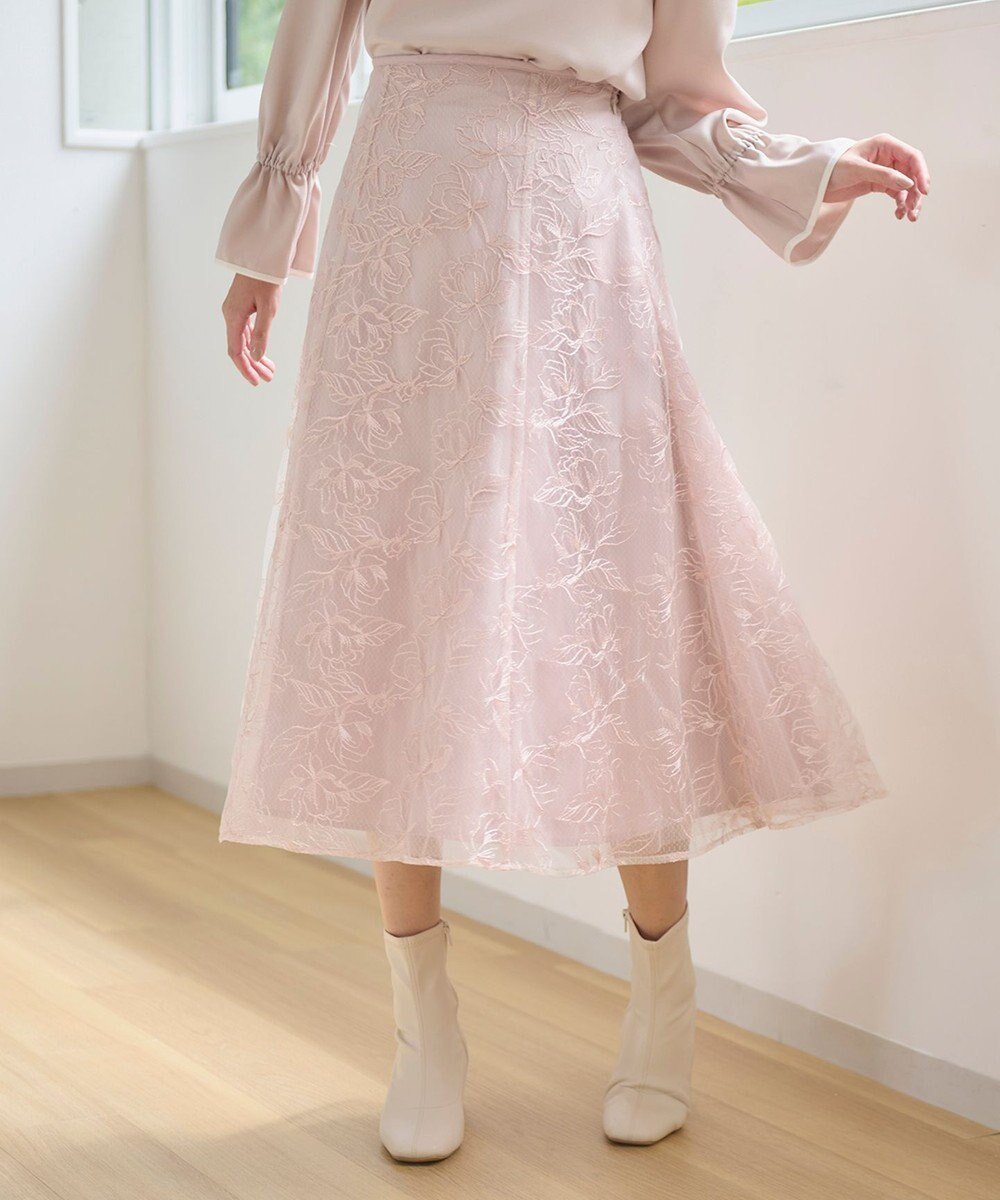 【フェルゥ/Feroux】のフレアレース スカート インテリア・キッズ・メンズ・レディースファッション・服の通販 founy(ファニー) 　ファッション　Fashion　レディースファッション　Fashion for Women　スカート　Skirts　おすすめ　Recommended / Our Picks　シューズ　Shoes, Footwear　シンプル　Simple, Minimal　チュール　Tulip, Tulip Motif　フレア　Flare, Flared　レース　Lace, Lace Fabric　A/W・秋冬　Autumn/Winter　ピンク系|ID: prp329100004603567 ipo3291000000032746918