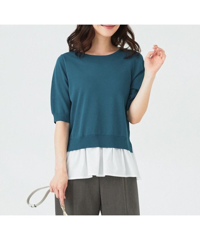 【エニィ スィス/any SiS】の【洗える】シャツテール ニットTシャツ インテリア・キッズ・メンズ・レディースファッション・服の通販 founy(ファニー) https://founy.com/ ファッション Fashion レディースファッション Fashion for Women トップス・カットソー Cut & Sew Tops ニット Knit Tops & Sweaters シャツ・ブラウス・オフィスカジュアル Elegant Blouses & Button-Ups ロングTシャツ・Tシャツ Longline T-Shirts & Tees セーター Sweater, Knitwear ペプラム Peplum, Flared Hem 再入荷 Restock / Back in Stock 夏 Summer 春 Spring S/S・春夏 SS, Spring/Summer, Warm Season 楽ちん Easy Fit, Comfortable 洗える Machine Washable ビジネス 仕事 通勤 Business / Work / Commuting |ID: prp329100004603591 ipo3291000000032747291