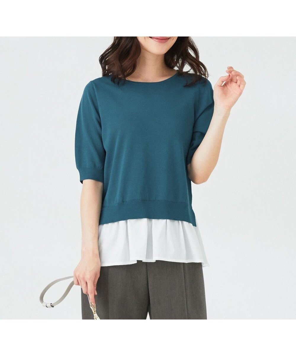 【エニィ スィス/any SiS】の【洗える】シャツテール ニットTシャツ インテリア・キッズ・メンズ・レディースファッション・服の通販 founy(ファニー) 　ファッション　Fashion　レディースファッション　Fashion for Women　トップス・カットソー　Cut & Sew Tops　ニット　Knit Tops & Sweaters　シャツ・ブラウス・オフィスカジュアル　Elegant Blouses & Button-Ups　ロングTシャツ・Tシャツ　Longline T-Shirts & Tees　セーター　Sweater, Knitwear　ペプラム　Peplum, Flared Hem　再入荷　Restock / Back in Stock　夏　Summer　春　Spring　S/S・春夏　SS, Spring/Summer, Warm Season　楽ちん　Easy Fit, Comfortable　洗える　Machine Washable　ビジネス 仕事 通勤　Business / Work / Commuting　ダークグリーン|ID: prp329100004603591 ipo3291000000032747292
