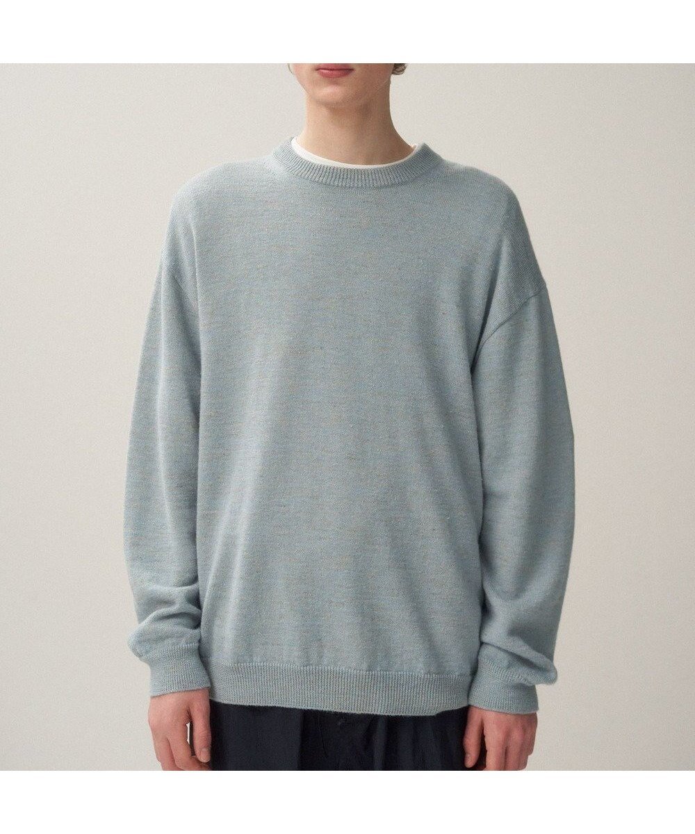 【エイトン/ATON】のBABY ALPACA LINEN クルーネックセーター - UNISEX インテリア・キッズ・メンズ・レディースファッション・服の通販 founy(ファニー) 　ファッション　Fashion　レディースファッション　Fashion for Women　トップス・カットソー　Cut & Sew Tops　ニット　Knit Tops & Sweaters　ユニセックス　Unisex, Genderless　グラデーション　Gradient, Ombre　スウェット / スエット　Sweatshirt, Sweatwear　セーター　Sweater, Knitwear　ベビー　Baby, Babywear　リネン　Linen, Linen Fabric　リラックス　Relax, Relaxed Fit　夏　Summer　A/W・秋冬　Autumn/Winter　SAX|ID: prp329100004604170 ipo3291000000032757761