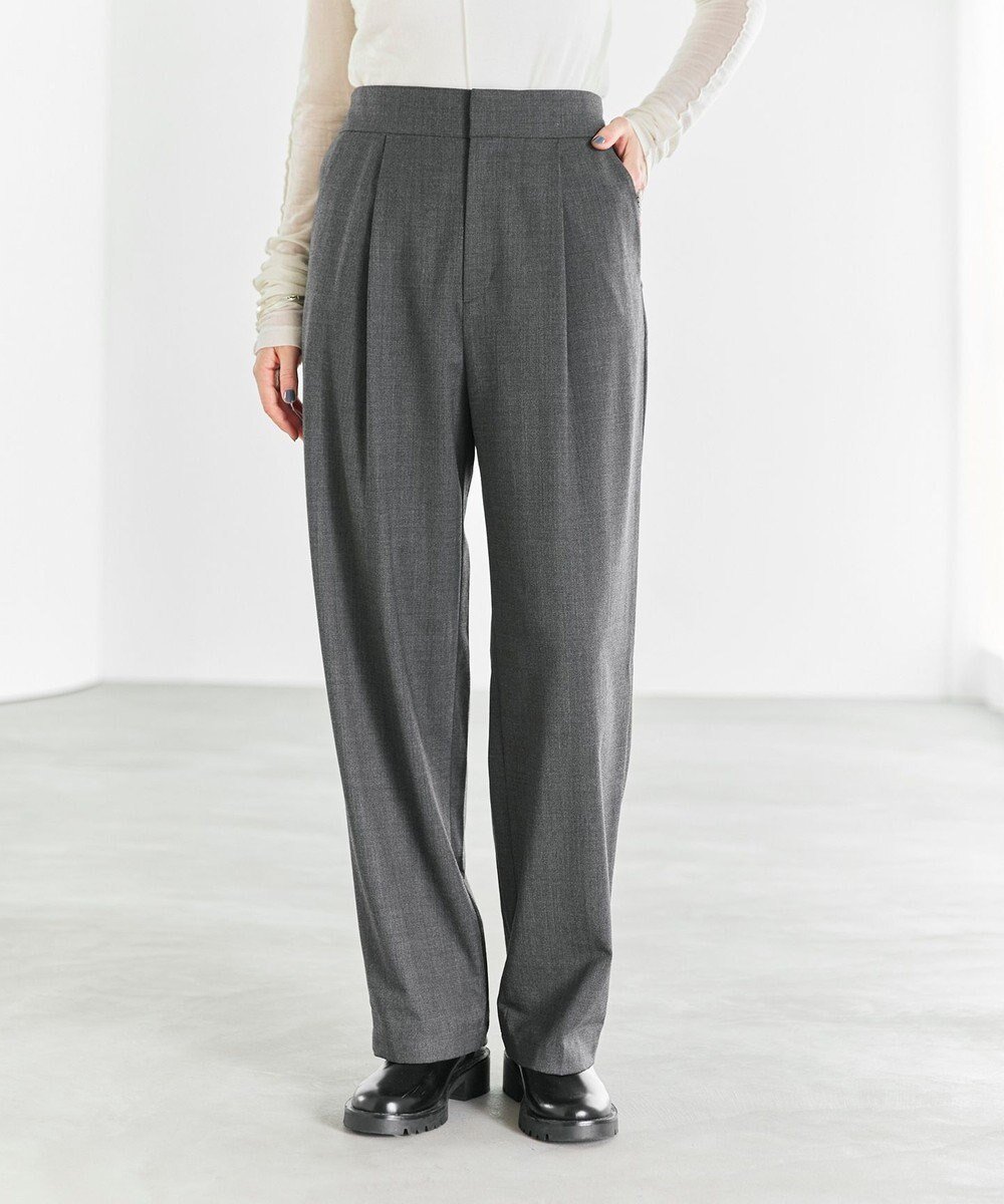 【ハッシュニュアンス/#Newans】の【ANSWER for ファッショニスタ 】ウエスト調整可ワイドパンツ インテリア・キッズ・メンズ・レディースファッション・服の通販 founy(ファニー) 　ファッション　Fashion　レディースファッション　Fashion for Women　パンツ　Pants & Trousers　ストレッチ　Stretch, Stretchy Fabric　トレンド　Trend, Trending Now　パターン　Pattern, Design Print　ワイド　Wide, Wide Fit　A/W・秋冬　Autumn/Winter　チャコールグレー系|ID: prp329100004604916 ipo3291000000033788844