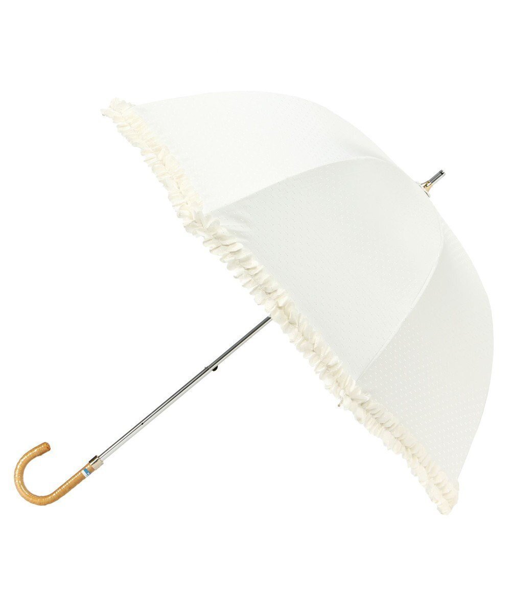 【ムーンバット/MOONBAT】のランバン オン ブルー 晴雨兼用日傘 長傘 ドビー×フリル 遮光 遮熱 UV インテリア・キッズ・メンズ・レディースファッション・服の通販 founy(ファニー) ファッション Fashion レディースファッション Fashion for Women レイングッズ・傘・晴雨兼用傘 Umbrellas & Rain Gear フリル Frill, Ruffle ミックス Mix, Mixed Style 傘 Umbrella, Parasol 日傘 Parasol, UV Umbrella オフホワイト|ID: prp329100004604941 ipo3291000000034629671