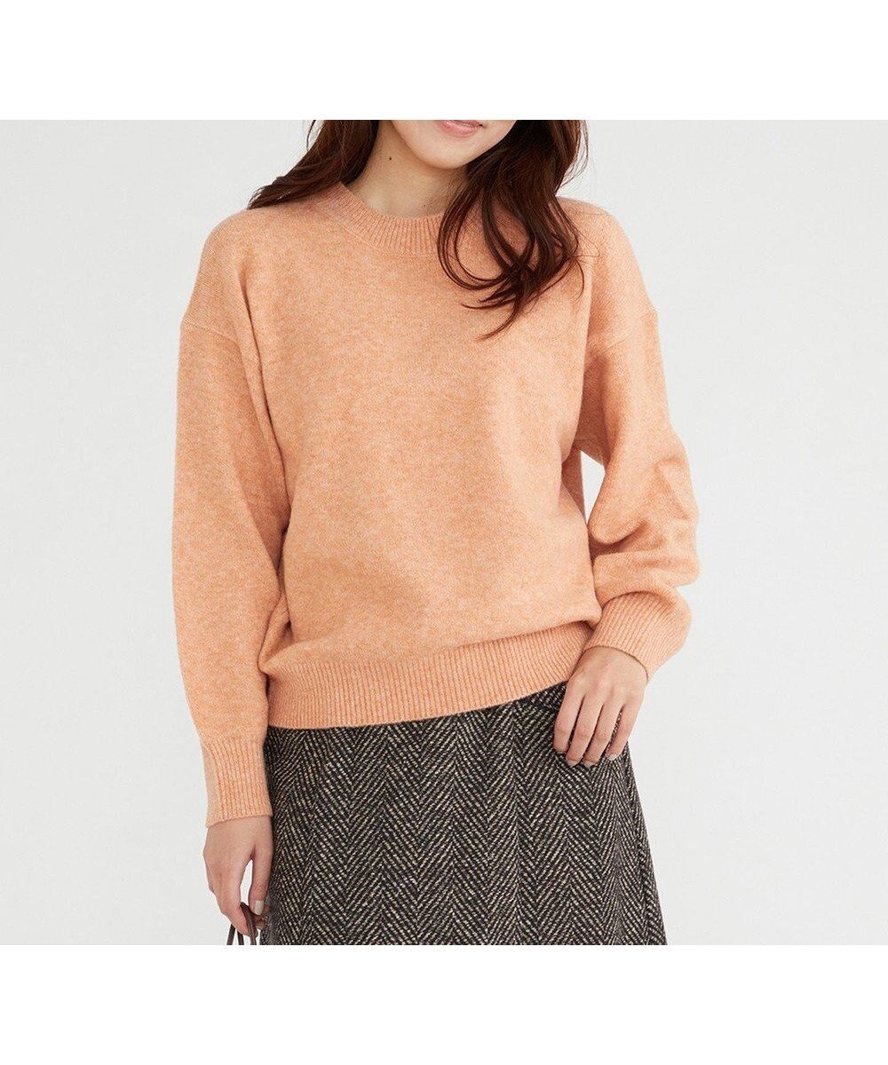 【フェルゥ/Feroux】の【洗える】クルーネックニット プルオーバー インテリア・キッズ・メンズ・レディースファッション・服の通販 founy(ファニー) 　ファッション　Fashion　レディースファッション　Fashion for Women　トップス・カットソー　Cut & Sew Tops　ニット　Knit Tops & Sweaters　カジュアルプルオーバー・ニットトップス　Pullovers & Knit Tops / Casual Pullovers　洗える　Machine Washable　シンプル　Simple, Minimal　セーター　Sweater, Knitwear　トレンド　Trend, Trending Now　ベーシック　Basic, Essential　ミックス　Mix, Mixed Style　A/W・秋冬　Autumn/Winter　ライトオレンジ系|ID: prp329100004605016 ipo3291000000033410106