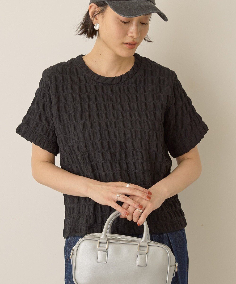 【アメリカンホリック/AMERICAN HOLIC】のポコポコ半袖プルオーバー インテリア・キッズ・メンズ・レディースファッション・服の通販 founy(ファニー) 　ファッション　Fashion　レディースファッション　Fashion for Women　トップス・カットソー　Cut & Sew Tops　シャツ・ブラウス・オフィスカジュアル　Elegant Blouses & Button-Ups　ロングTシャツ・Tシャツ　Longline T-Shirts & Tees　カジュアルプルオーバー・ニットトップス　Pullovers & Knit Tops / Casual Pullovers　カットソー・ベーシックTシャツ　Cut-and-Sewn Tops / Stretch Tees & Basics　カットソー　Cut and Sewn Top　シンプル　Simple, Minimal　フィット　Fit, Slim Fit　半袖　Short Sleeve, Half Sleeve　夏　Summer　春　Spring　S/S・春夏　SS, Spring/Summer, Warm Season　Black|ID: prp329100004605114 ipo3291000000032776257