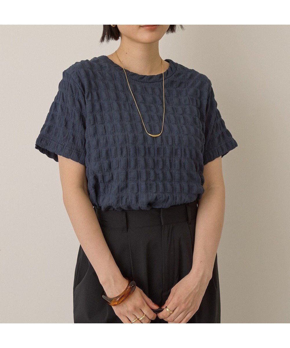 【アメリカンホリック/AMERICAN HOLIC】のポコポコ半袖プルオーバー インテリア・キッズ・メンズ・レディースファッション・服の通販 founy(ファニー) 　ファッション　Fashion　レディースファッション　Fashion for Women　トップス・カットソー　Cut & Sew Tops　シャツ・ブラウス・オフィスカジュアル　Elegant Blouses & Button-Ups　ロングTシャツ・Tシャツ　Longline T-Shirts & Tees　カジュアルプルオーバー・ニットトップス　Pullovers & Knit Tops / Casual Pullovers　カットソー・ベーシックTシャツ　Cut-and-Sewn Tops / Stretch Tees & Basics　カットソー　Cut and Sewn Top　シンプル　Simple, Minimal　フィット　Fit, Slim Fit　半袖　Short Sleeve, Half Sleeve　夏　Summer　春　Spring　S/S・春夏　SS, Spring/Summer, Warm Season　Navy|ID: prp329100004605114 ipo3291000000032776259