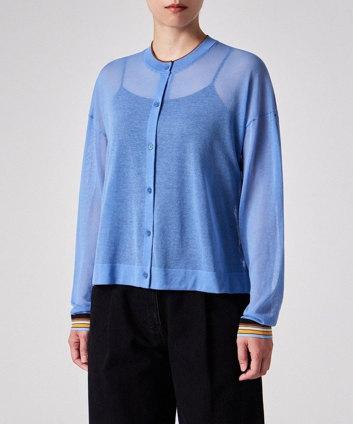 【ポール スミス/Paul Smith】の【洗える】リブストライプ シアーカーディガン インテリア・キッズ・メンズ・レディースファッション・服の通販 founy(ファニー) https://founy.com/ ファッション Fashion レディースファッション Fashion for Women トップス・カットソー Cut & Sew Tops カーディガン・羽織り Layered Style Cardigans カーディガン Cardigan, Knitwear シアー Sheer, See-Through ストライプ Stripe, Striped Pattern トレンド Trend, Trending Now エレガント 上品 Elegant 半袖 Short Sleeve, Half Sleeve 夏 Summer S/S・春夏 SS, Spring/Summer, Warm Season 洗える Machine Washable A/W・秋冬 Autumn/Winter |ID: prp329100004605129 ipo3291000000033368656