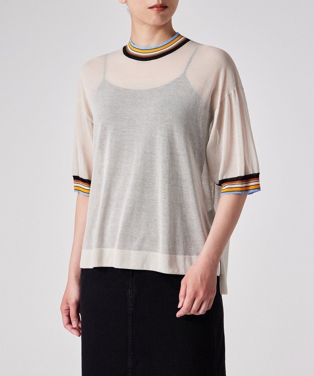 【ポール スミス/Paul Smith】の【洗える】リブストライプ シアーニット インテリア・キッズ・メンズ・レディースファッション・服の通販 founy(ファニー) 　ファッション　Fashion　レディースファッション　Fashion for Women　トップス・カットソー　Cut & Sew Tops　ニット　Knit Tops & Sweaters　カーディガン　Cardigan, Knitwear　シアー　Sheer, See-Through　スポーツ　Sports, Activewear　セーター　Sweater, Knitwear　トレンド　Trend, Trending Now　夏　Summer　S/S・春夏　SS, Spring/Summer, Warm Season　洗える　Machine Washable　A/W・秋冬　Autumn/Winter　エクリュ|ID: prp329100004605130 ipo3291000000033368682