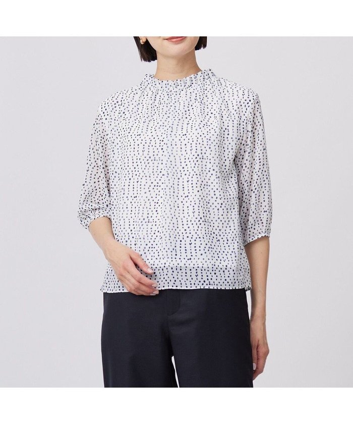 【ジェイ プレス/J.PRESS】の【洗える】hand drawn dots ボトルネック カットソー インテリア・キッズ・メンズ・レディースファッション・服の通販 founy(ファニー) https://founy.com/ ファッション Fashion レディースファッション Fashion for Women トップス・カットソー Cut & Sew Tops シャツ・ブラウス・オフィスカジュアル Elegant Blouses & Button-Ups ロングTシャツ・Tシャツ Longline T-Shirts & Tees カットソー・ベーシックTシャツ Cut-and-Sewn Tops / Stretch Tees & Basics カットソー Cut and Sewn Top シンプル Simple, Minimal ドレープ Drape, Draping Fabric プリント Print, Printed Pattern ボトルネック Bottle Neck, Mock Neck ランダム Random, Irregular 夏 Summer 春 Spring S/S・春夏 SS, Spring/Summer, Warm Season 洗える Machine Washable |ID: prp329100004605421 ipo3291000000033542263