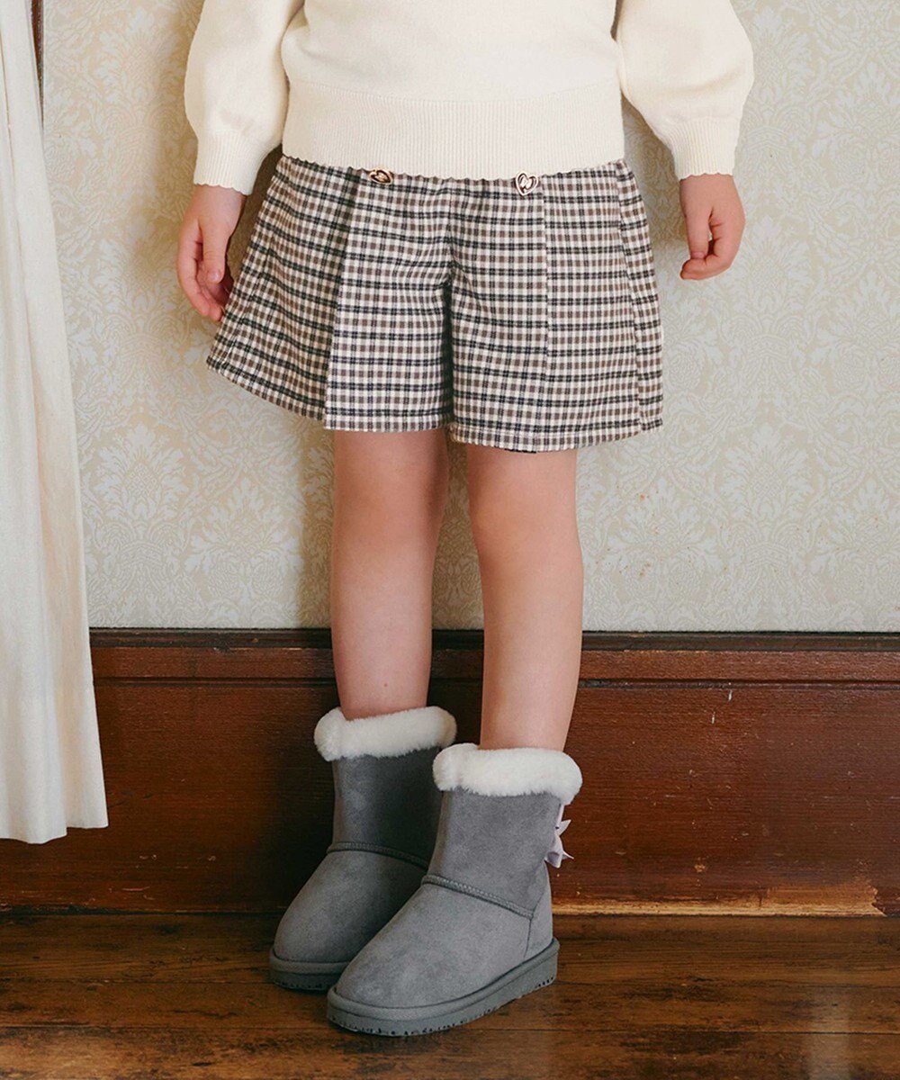 【エニィ/ANY / KIDS】のチェックショートパンツ インテリア・キッズ・メンズ・レディースファッション・服の通販 founy(ファニー) 　ファッション　Fashion　キッズファッション　Fashion for Kids　ボトムス　Bottoms　ショート　Short, Short Length　チェック　Check, Plaid, Tartan　ポケット　Pocket, Pocket Detail　ワンポイント　One Point, Statement Accent　エレガント 上品　Elegant　秋　Autumn　A/W・秋冬　Autumn/Winter　グレー|ID: prp329100004606273 ipo3291000000033563325