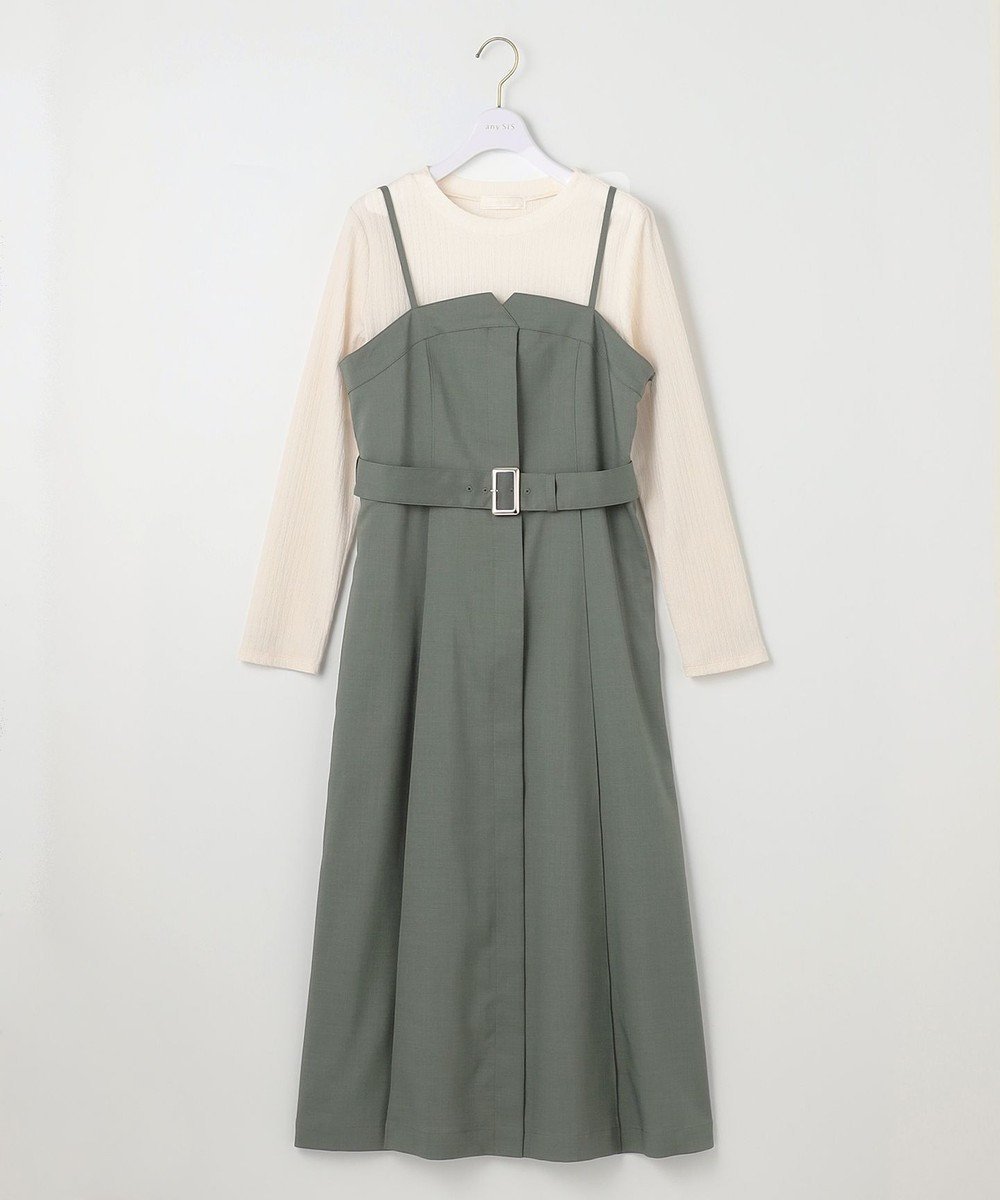 【エニィ スィス/any SiS】の【2SET】ビスチェワンピース×シアーラッセルプルオーバーセット インテリア・キッズ・メンズ・レディースファッション・服の通販 founy(ファニー) 　ファッション　Fashion　レディースファッション　Fashion for Women　ワンピース　Dresses　インナー　Innerwear　シアー　Sheer, See-Through　シンプル　Simple, Minimal　ストレッチ　Stretch, Stretchy Fabric　トレンド　Trend, Trending Now　レース　Lace, Lace Fabric　A/W・秋冬　Autumn/Winter　カーキ系|ID: prp329100004606423 ipo3291000000033119748
