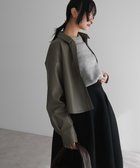 【グリーンパークス/Green Parks】のショート丈フェイクレザーシャツ Gray Beige|ID: prp329100004606858 ipo3291000000033067685
