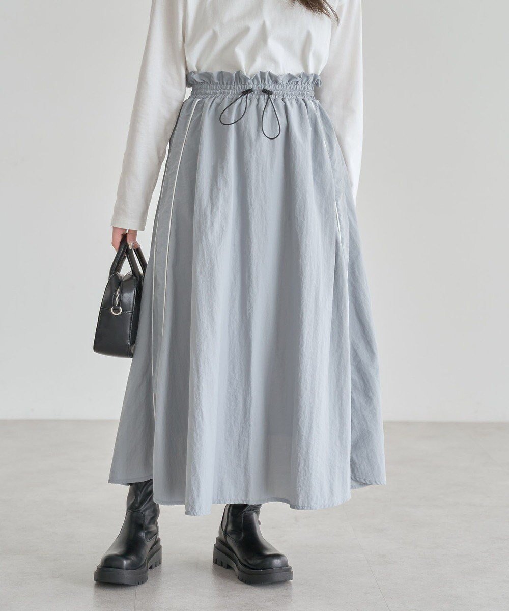 【グリーンパークス/Green Parks】のナイロンラインフレアスカート インテリア・キッズ・メンズ・レディースファッション・服の通販 founy(ファニー) 　ファッション　Fashion　レディースファッション　Fashion for Women　スカート　Skirts　Aライン・フレアスカート　A-Line & Flared Skirts　おすすめ　Recommended / Our Picks　スニーカー　Sneakers, Trainers　ポケット　Pocket, Pocket Detail　ミックス　Mix, Mixed Style　ロング　Long, Long-Length　夏　Summer　S/S・春夏　SS, Spring/Summer, Warm Season　A/W・秋冬　Autumn/Winter　Gray|ID: prp329100004606869 ipo3291000000033067711