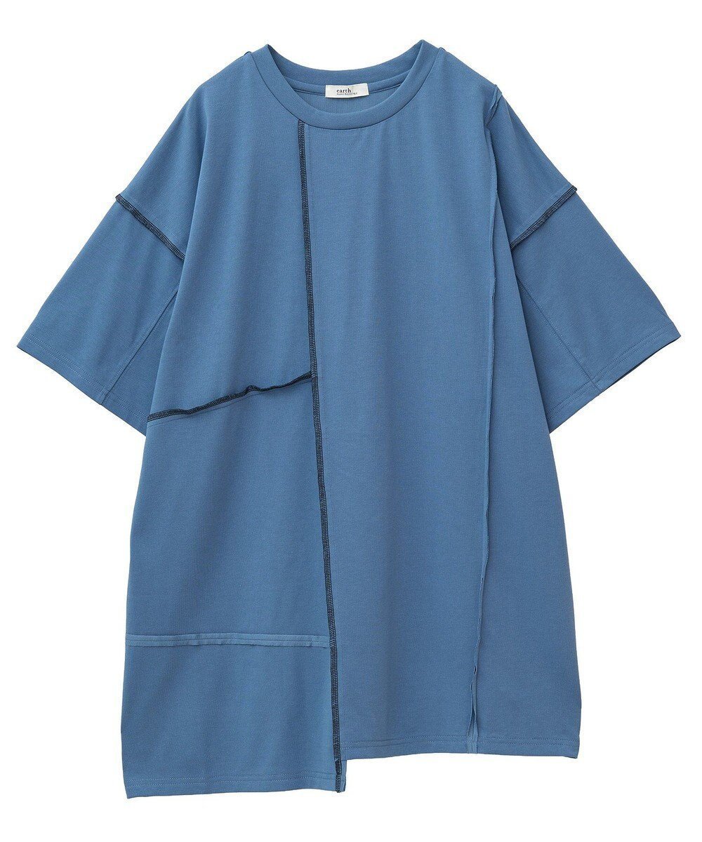 【アースミュージックアンドエコロジー/earth music&ecology】のステッチデザインルーズTee インテリア・キッズ・メンズ・レディースファッション・服の通販 founy(ファニー) 　ファッション　Fashion　レディースファッション　Fashion for Women　トップス・カットソー　Cut & Sew Tops　シャツ・ブラウス・オフィスカジュアル　Elegant Blouses & Button-Ups　ロングTシャツ・Tシャツ　Longline T-Shirts & Tees　カットソー・ベーシックTシャツ　Cut-and-Sewn Tops / Stretch Tees & Basics　おすすめ　Recommended / Our Picks　カットソー　Cut and Sewn Top　ボトム　Bottoms, Lower Wear　ポケット　Pocket, Pocket Detail　ルーズ　Loose, Oversized　夏　Summer　春　Spring　S/S・春夏　SS, Spring/Summer, Warm Season　Blue|ID: prp329100004606903 ipo3291000000033648531