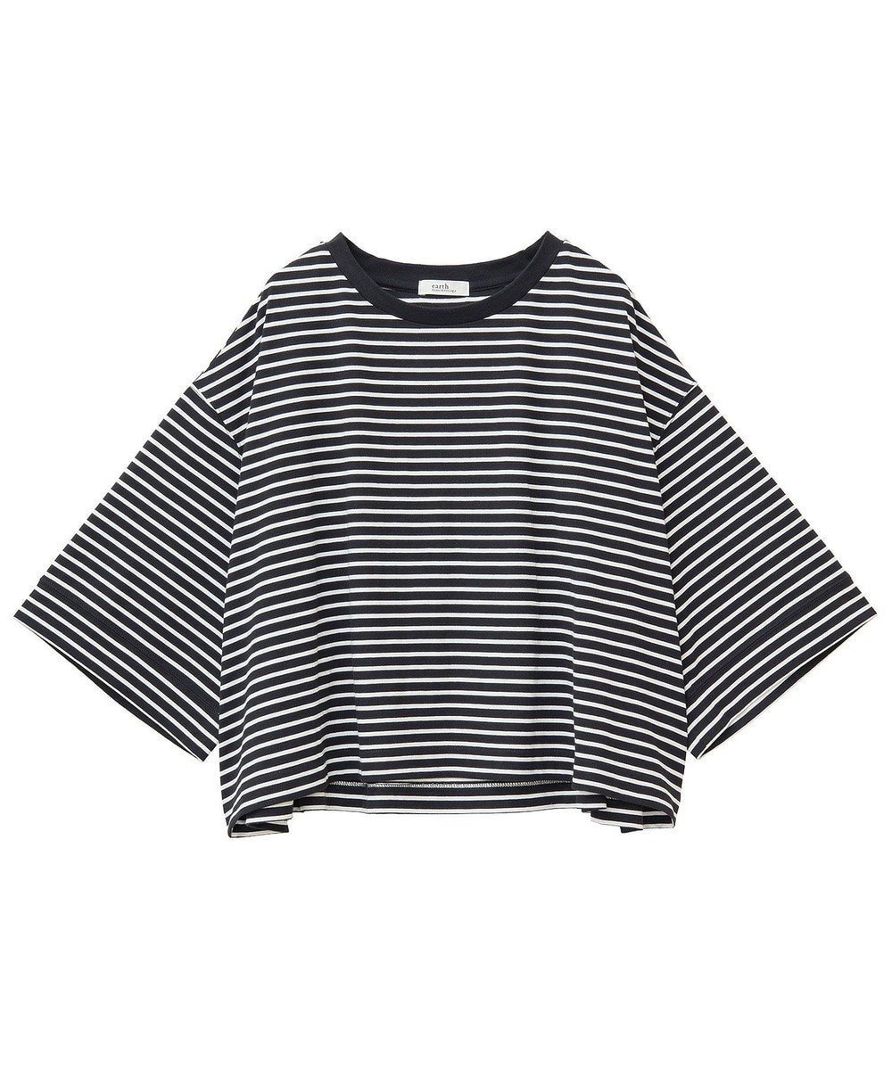 【アースミュージックアンドエコロジー/earth music&ecology】の【接触冷感】バックギャザーTee インテリア・キッズ・メンズ・レディースファッション・服の通販 founy(ファニー) 　ファッション　Fashion　レディースファッション　Fashion for Women　トップス・カットソー　Cut & Sew Tops　シャツ・ブラウス・オフィスカジュアル　Elegant Blouses & Button-Ups　ロングTシャツ・Tシャツ　Longline T-Shirts & Tees　カットソー・ベーシックTシャツ　Cut-and-Sewn Tops / Stretch Tees & Basics　おすすめ　Recommended / Our Picks　カットソー　Cut and Sewn Top　ギャザー　Gathered, Ruffled　ポケット　Pocket, Pocket Detail　ワイド　Wide, Wide Fit　夏　Summer　春　Spring　S/S・春夏　SS, Spring/Summer, Warm Season　Border Black|ID: prp329100004606921 ipo3291000000033296710