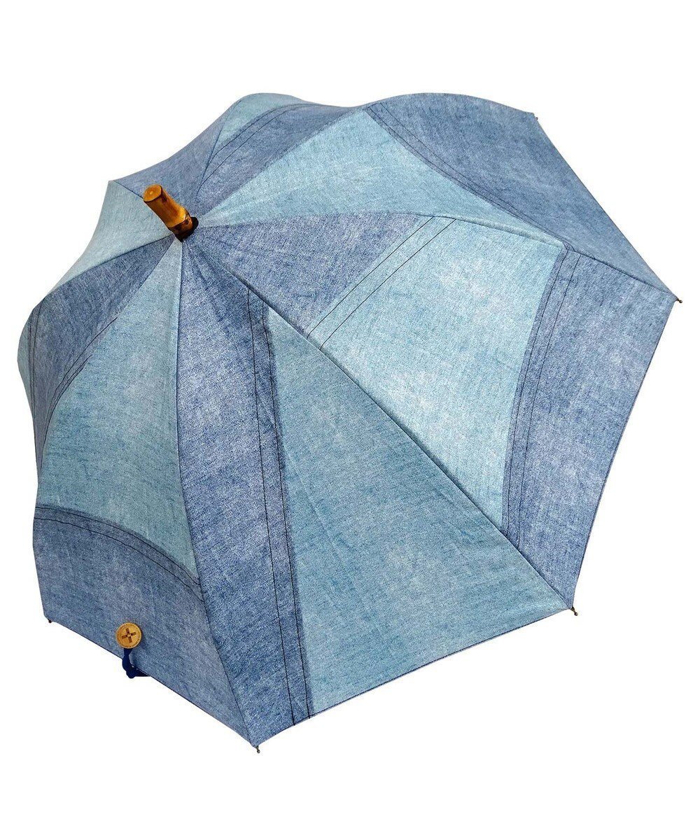 【プラスリング/+RING】の【限定/日本製】レディース向け 晴雨兼用傘 (長ショート)BLU denim-like pattern SR358 インテリア・キッズ・メンズ・レディースファッション・服の通販 founy(ファニー) 　ファッション　Fashion　レディースファッション　Fashion for Women　レイングッズ・傘・晴雨兼用傘　Umbrellas & Rain Gear　コンパクト　Compact, Small Size　傘　Umbrella, Parasol　ショート　Short, Short Length　デニム　Denim, Jeans Material　パッチワーク　Patchwork, Mixed Fabric　プリント　Print, Printed Pattern　日傘　Parasol, UV Umbrella　ラップ　Wrap, Wrap Design　日本製　Made In Japan　青|ID: prp329100004607301 ipo3291000000034250056