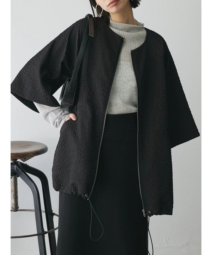 【グリーンパークス/Green Parks】のAnriettMusee フロントジップジャガードブルゾン インテリア・キッズ・メンズ・レディースファッション・服の通販 founy(ファニー) https://founy.com/ ファッション Fashion レディースファッション Fashion for Women アウター Coat / Outerwear Collection レディースジャケット・軽アウター Jackets ブルゾンジャケット・スポーティアウター Blouson Jackets エレガント 上品 Elegant 春 Spring ギャザー Gathered, Ruffled シンプル Simple, Minimal ジャケット Jacket, Outerwear ドローコード Drawcord, Drawstring Cord ビッグ Big, Oversized フランス France, French フロント Front, Front Design ブルゾン Blouson, Bomber Jacket ポケット Pocket, Pocket Detail S/S・春夏 SS, Spring/Summer, Warm Season 夏 Summer ビジネス 仕事 通勤 Business / Work / Commuting |ID: prp329100004607349 ipo3291000000033263871