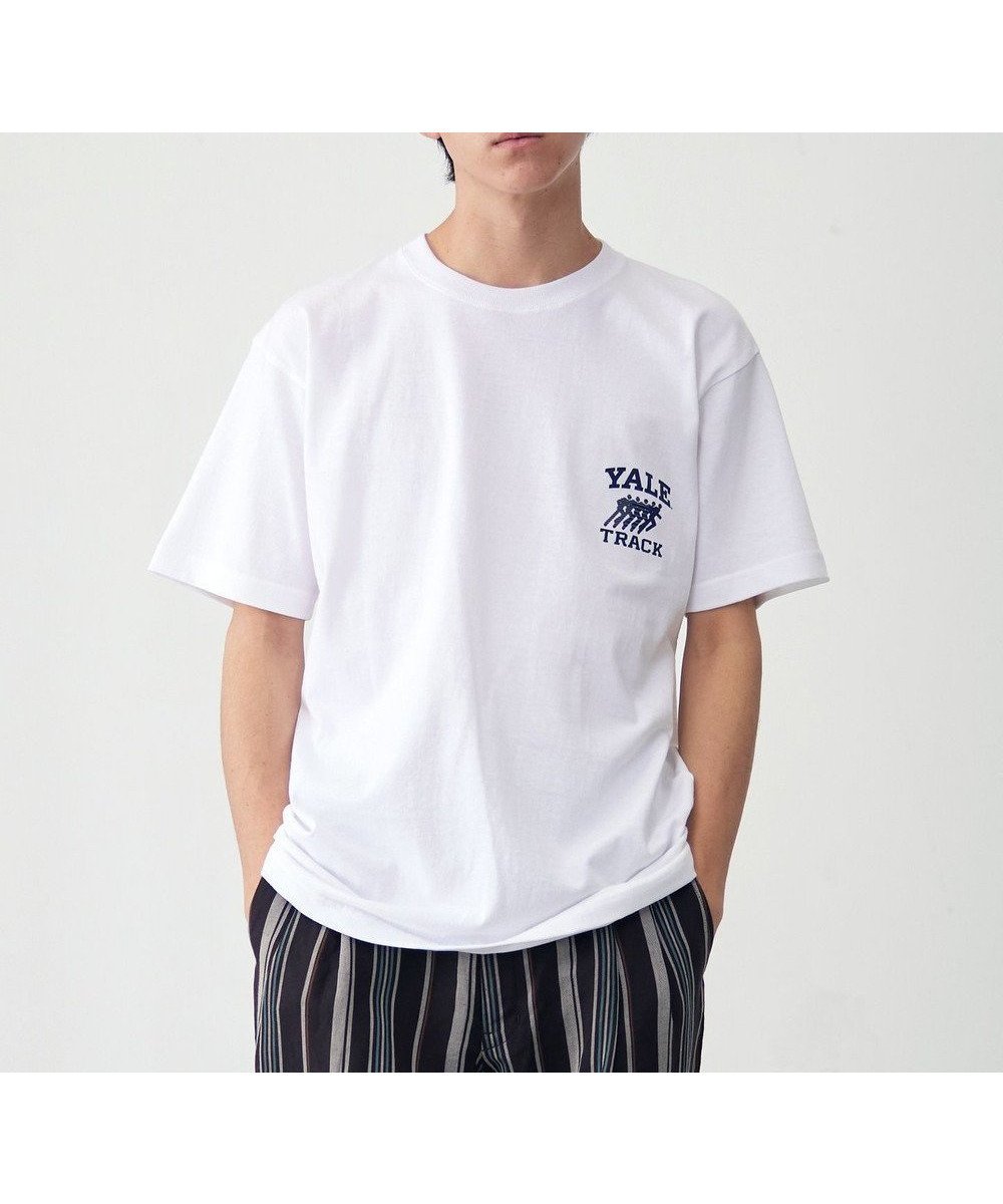 【ジェイプレスヨークストリート/J.PRESS YORK STREET】の【UNISEX】YALE × J.PRESS YORK STREET コラボTシャツ インテリア・キッズ・メンズ・レディースファッション・服の通販 founy(ファニー) 　ファッション　Fashion　レディースファッション　Fashion for Women　トップス・カットソー　Cut & Sew Tops　シャツ・ブラウス・オフィスカジュアル　Elegant Blouses & Button-Ups　ロングTシャツ・Tシャツ　Longline T-Shirts & Tees　カットソー・ベーシックTシャツ　Cut-and-Sewn Tops / Stretch Tees & Basics　ユニセックス　Unisex, Genderless　アメリカン　American Style　カットソー　Cut and Sewn Top　コラボ　Collaboration, Collab　人気　Popular, Best Seller　夏　Summer　春　Spring　S/S・春夏　SS, Spring/Summer, Warm Season　ホワイト系|ID: prp329100004607623 ipo3291000000032898001