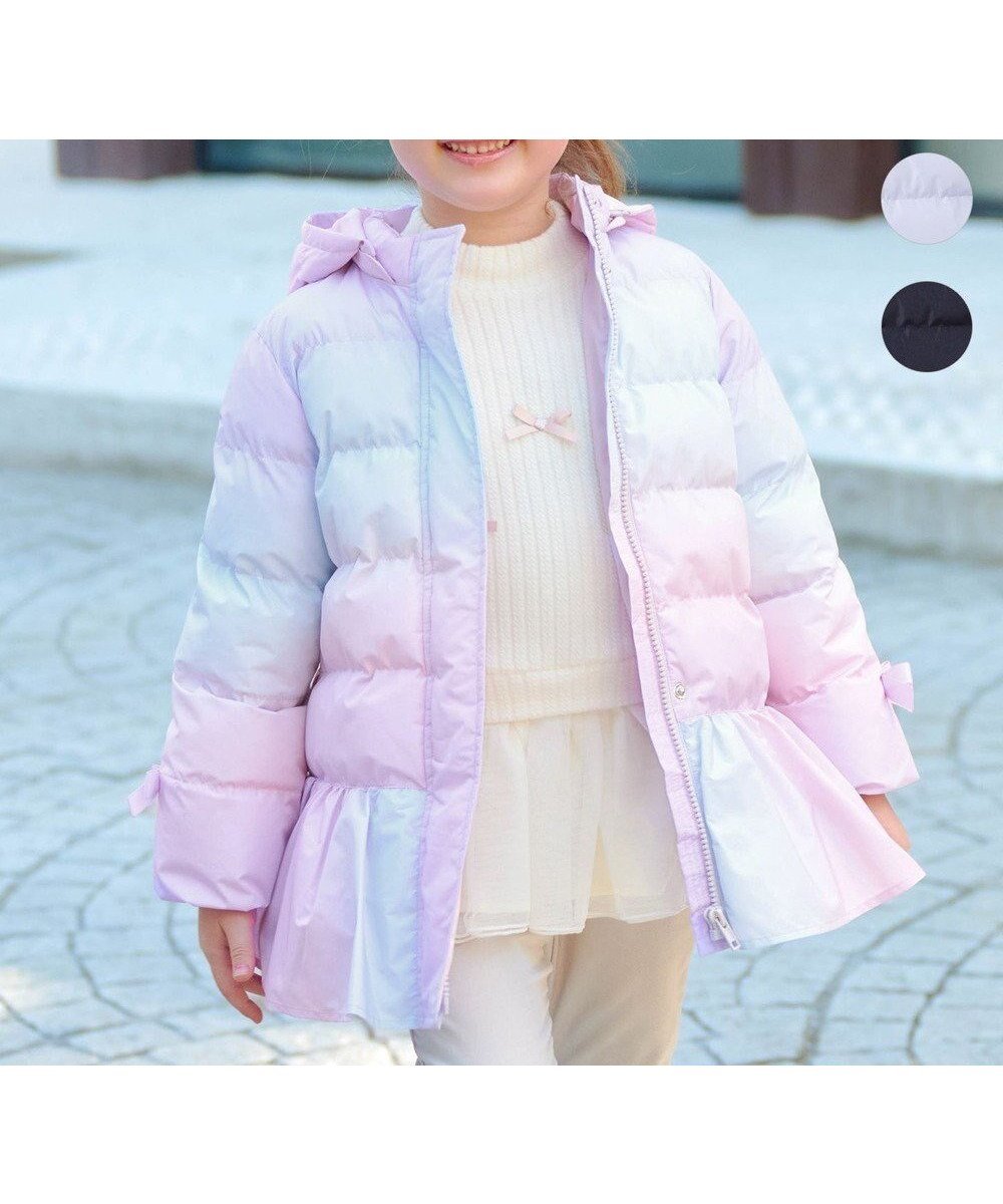 【エニファム/any FAM / KIDS】の【洗濯機OK】中綿リボンコート インテリア・キッズ・メンズ・レディースファッション・服の通販 founy(ファニー) 　ファッション　Fashion　キッズファッション　Fashion for Kids　アウター　Coat Outerwear /Kids　洗える　Machine Washable　ジャケット　Jacket, Outerwear　ダウン　Down, Puffer　フレア　Flare, Flared　ポケット　Pocket, Pocket Detail　無地　Plain, Solid Color　リボン　Ribbon, Bow　冬　Winter / This Winter　A/W・秋冬　Autumn/Winter　再入荷　Restock / Back in Stock　おすすめ　Recommended / Our Picks　レインボー|ID: prp329100004609194 ipo3291000000032967646