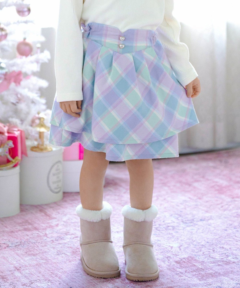 【エニィ/ANY / KIDS】のシャギーチェックスカート インテリア・キッズ・メンズ・レディースファッション・服の通販 founy(ファニー) 　ファッション　Fashion　キッズファッション　Fashion for Kids　おすすめ　Recommended / Our Picks　シンプル　Simple, Minimal　チェック　Check, Plaid, Tartan　パール　Pearl, Pearl Accent　フリル　Frill, Ruffle　ポケット　Pocket, Pocket Detail　A/W・秋冬　Autumn/Winter　ラベンダー系|ID: prp329100004609200 ipo3291000000033886671