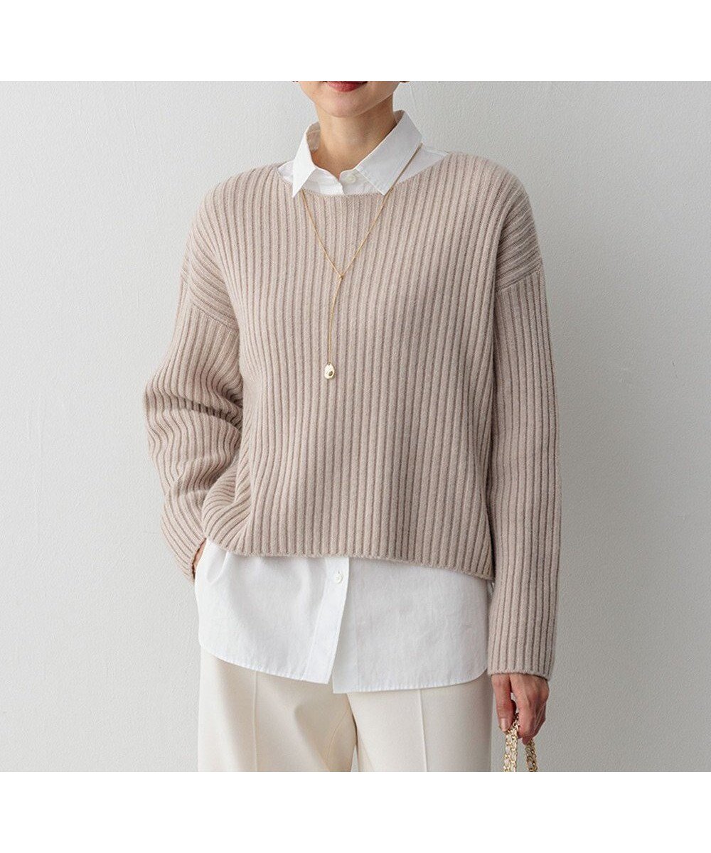 【23区/NIJYUSANKU】の【Oggi2月号掲載/洗える】カシミヤブレンド クロップド ニット インテリア・キッズ・メンズ・レディースファッション・服の通販 founy(ファニー) 　雑誌掲載アイテム　Magazine Picks & Fashion Features　ファッション雑誌　Fashion Magazines　オッジ　Oggi　ファッション　Fashion　レディースファッション　Fashion for Women　トップス・カットソー　Cut & Sew Tops　ニット　Knit Tops & Sweaters　イタリア　Italy　洗える　Machine Washable　カットソー　Cut and Sewn Top　クロップド　Cropped, Short Length　セーター　Sweater, Knitwear　雑誌　Magazine, Fashion Magazine　2月号　February Issue, Feb. Edition　バランス　Balance, Style Balance　フェミニン　Feminine, Girly　ワイド　Wide, Wide Fit　A/W・秋冬　Autumn/Winter　冬　Winter / This Winter　2024年　2024　2024-2025秋冬・A/W　Autumn/Winter 2024–25 AW24–25　ベージュ系|ID: prp329100004609229 ipo3291000000033404910