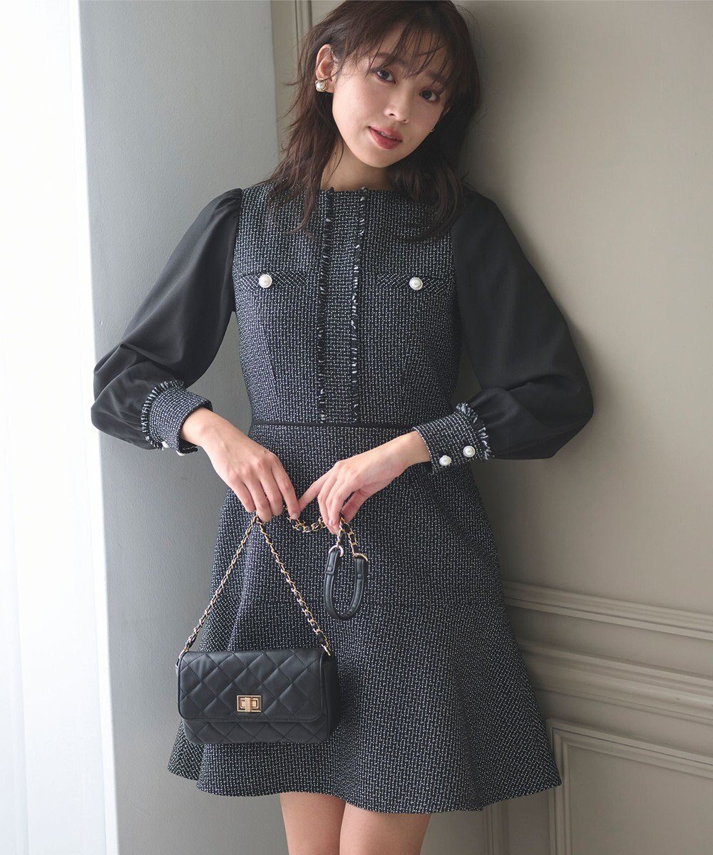 【フェルゥ/Feroux】の【洗える】ツイードコンビミディ ワンピース 人気、トレンドファッション・服の通販 founy(ファニー) ファッション Fashion レディースファッション Fashion for Women ワンピース Dresses おすすめ Recommended / Our Picks クラシック Classic, Timeless Style ジョーゼット Georgette, Semi-Sheer Fabric ツイード Twill, Twill Weave フレア Flare, Flared ミックス Mix, Mixed Style モノトーン Monotone, Black and White ロング Long, Long-Length エレガント 上品 Elegant 冬 Winter / This Winter 洗える Machine Washable A/W・秋冬 Autumn/Winter other-1|ID: prp329100004609255 ipo3291000000034355275