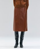 【ベイジ,/BEIGE,】のCLYDE / ステッチベルトラムレザースカート Brown|ID: prp329100004609382 ipo3291000000033066354
