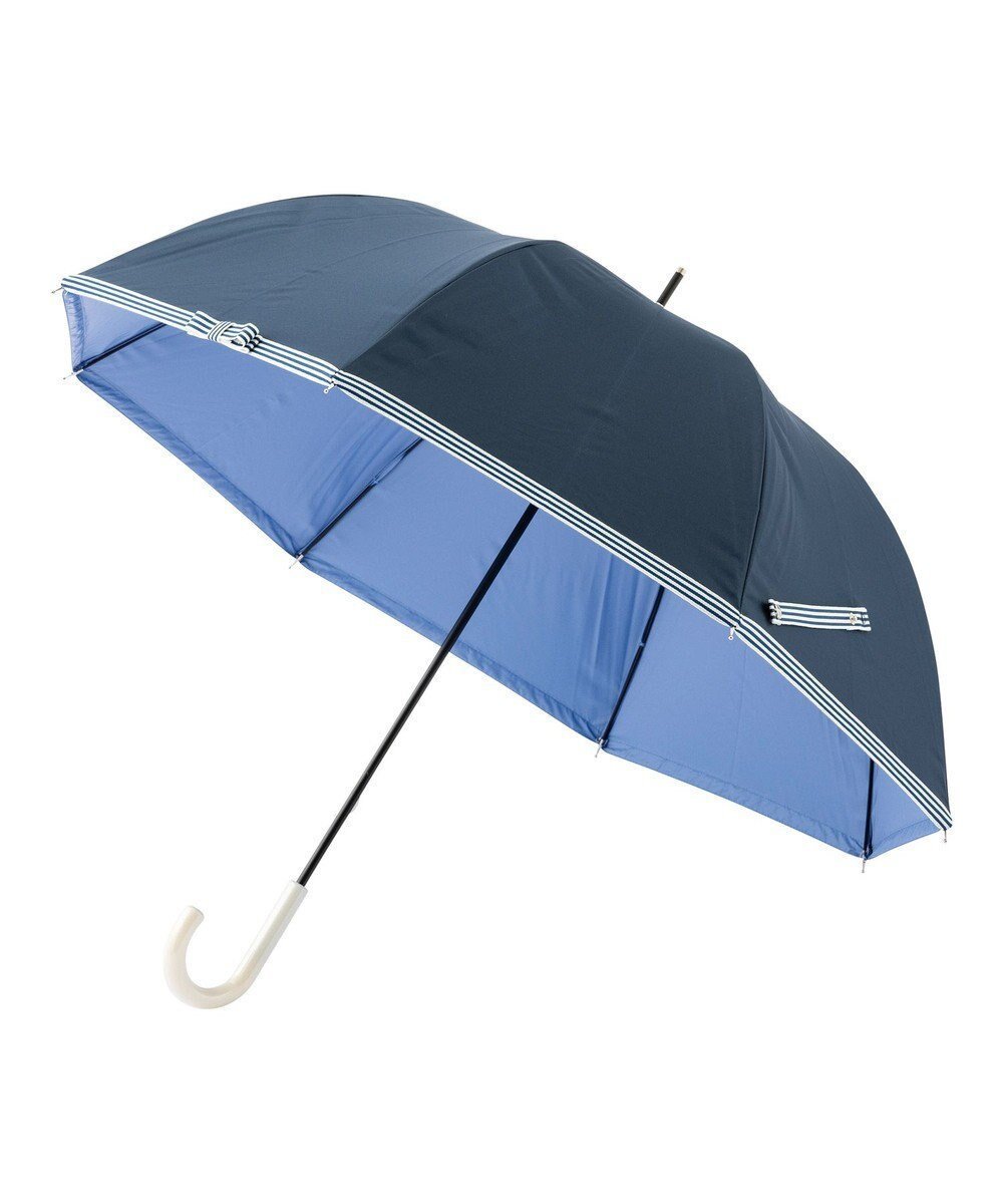 【ムーンバット/MOONBAT】のestaa 晴雨兼用 長傘 ボーダーテープリボン 日傘 遮光 遮熱 UV インテリア・キッズ・メンズ・レディースファッション・服の通販 founy(ファニー) 　ファッション　Fashion　レディースファッション　Fashion for Women　レイングッズ・傘・晴雨兼用傘　Umbrellas & Rain Gear　傘　Umbrella, Parasol　日傘　Parasol, UV Umbrella　ディープブルー|ID: prp329100004609477 ipo3291000000033500894