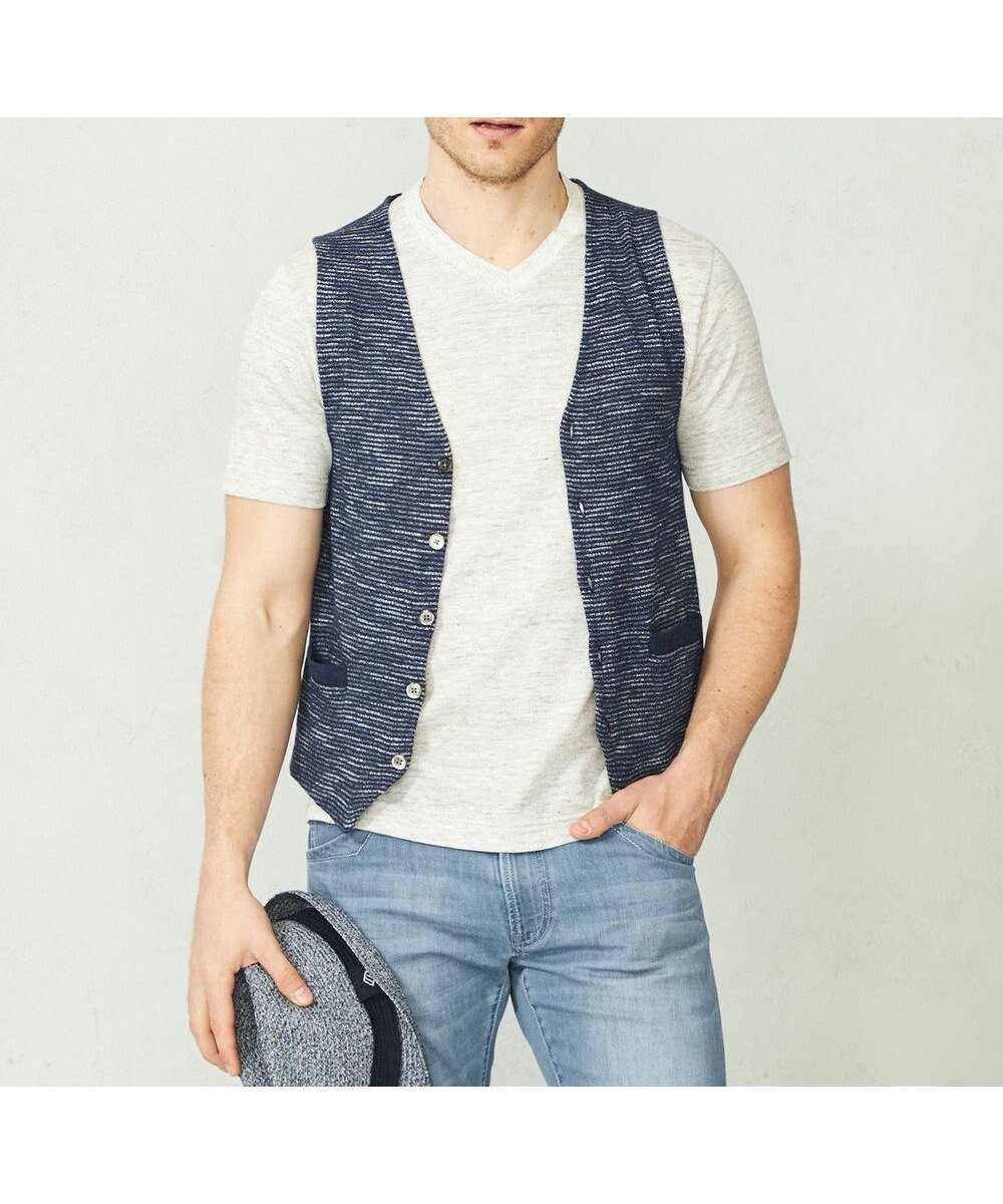 【ジョセフ アブード/JOSEPH ABBOUD / MEN】の【軽い/洗える】スラブギマボーダーニットベスト インテリア・キッズ・メンズ・レディースファッション・服の通販 founy(ファニー) 　ファッション　Fashion　メンズファッション　Fashion for Men　トップス・カットソー　Cut & Sew Tops　ニット・セーター / 定番トップス　Knit Tops & Sweaters　ベスト・ジレ　Vests & Gilets　アンサンブル　Ensemble Set　イタリア　Italy　春　Spring　洗える　Machine Washable　カーディガン　Cardigan, Knitwear　コーティング　Coating, Coated Finish　人気　Popular, Best Seller　ベスト　Vest, Waistcoat　ボーダー　Border, Stripe　S/S・春夏　SS, Spring/Summer, Warm Season　夏　Summer　ブルー系1|ID: prp329100004609971 ipo3291000000032977562
