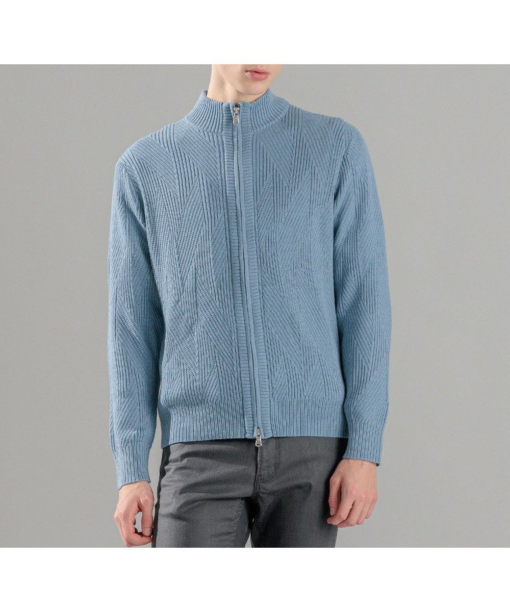 【ジョゼフ オム/JOSEPH HOMME / MEN】の新柄【洗える】シルクバルキー ハイネックジップアップニット インテリア・キッズ・メンズ・レディースファッション・服の通販 founy(ファニー) 　ファッション　Fashion　メンズファッション　Fashion for Men　トップス・カットソー　Cut & Sew Tops　ニット・セーター / 定番トップス　Knit Tops & Sweaters　アクリル　Acrylic Material　春　Spring　洗える　Machine Washable　シルク　Silk, 100% Silk　シンプル　Simple, Minimal　セーター　Sweater, Knitwear　フィット　Fit, Slim Fit　ブロッキング　Color Blocking, Panel Design　メランジ　Melange, Mixed Yarn　ヨーク　Yoke, Yoke Design　レギュラー　Regular, Standard Fit　S/S・春夏　SS, Spring/Summer, Warm Season　夏　Summer　スカイブルー系|ID: prp329100004609980 ipo3291000000032977765