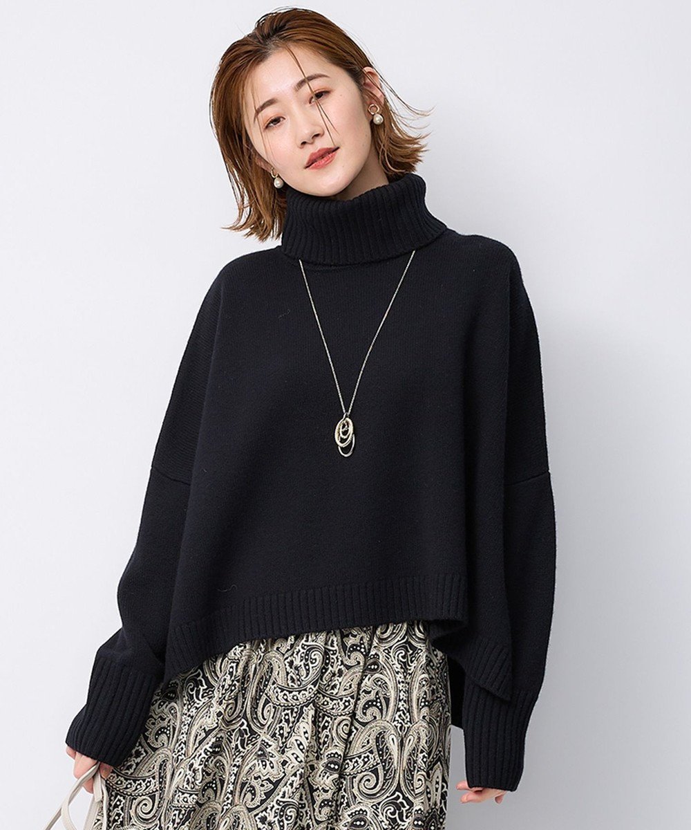 【23区/NIJYUSANKU】の【洗える】ウールカシミヤ ニットポンチョ インテリア・キッズ・メンズ・レディースファッション・服の通販 founy(ファニー) 　ファッション　Fashion　レディースファッション　Fashion for Women　アウター　Coat / Outerwear Collection　ポンチョ・ケープコート　Ponchos & Capes　トップス・カットソー　Cut & Sew Tops　ニット　Knit Tops & Sweaters　クロップド　Cropped, Short Length　スリット　Slit, Slit Detail　セーター　Sweater, Knitwear　バランス　Balance, Style Balance　パープル　Purple, Violet　ワイド　Wide, Wide Fit　洗える　Machine Washable　A/W・秋冬　Autumn/Winter　ブラック系|ID: prp329100004610016 ipo3291000000033645019