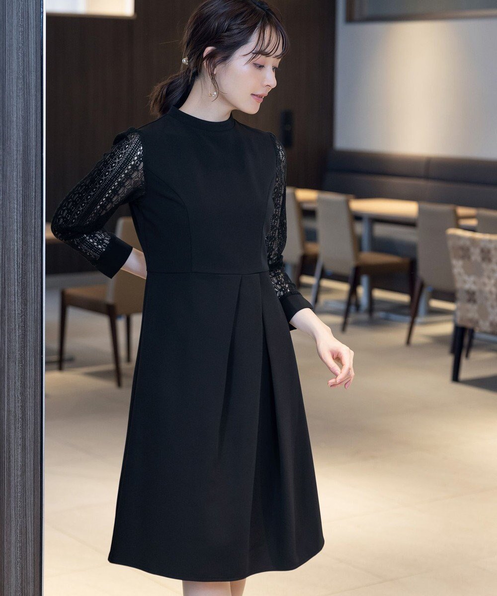 【ティアクラッセ/Tiaclasse】の【洗える】レーススリーブワンピース インテリア・キッズ・メンズ・レディースファッション・服の通販 founy(ファニー) 　ファッション　Fashion　レディースファッション　Fashion for Women　ワンピース　Dresses　チュニック　Tunic, Long Top　ポケット　Pocket, Pocket Detail　レース　Lace, Lace Fabric　エレガント 上品　Elegant　二次会　After Party　再入荷　Restock / Back in Stock　夏　Summer　新作・新入荷　New Arrivals / New In　春　Spring　S/S・春夏　SS, Spring/Summer, Warm Season　洗える　Machine Washable　結婚式　Wedding　ブラック|ID: prp329100004610055 ipo3291000000033441286
