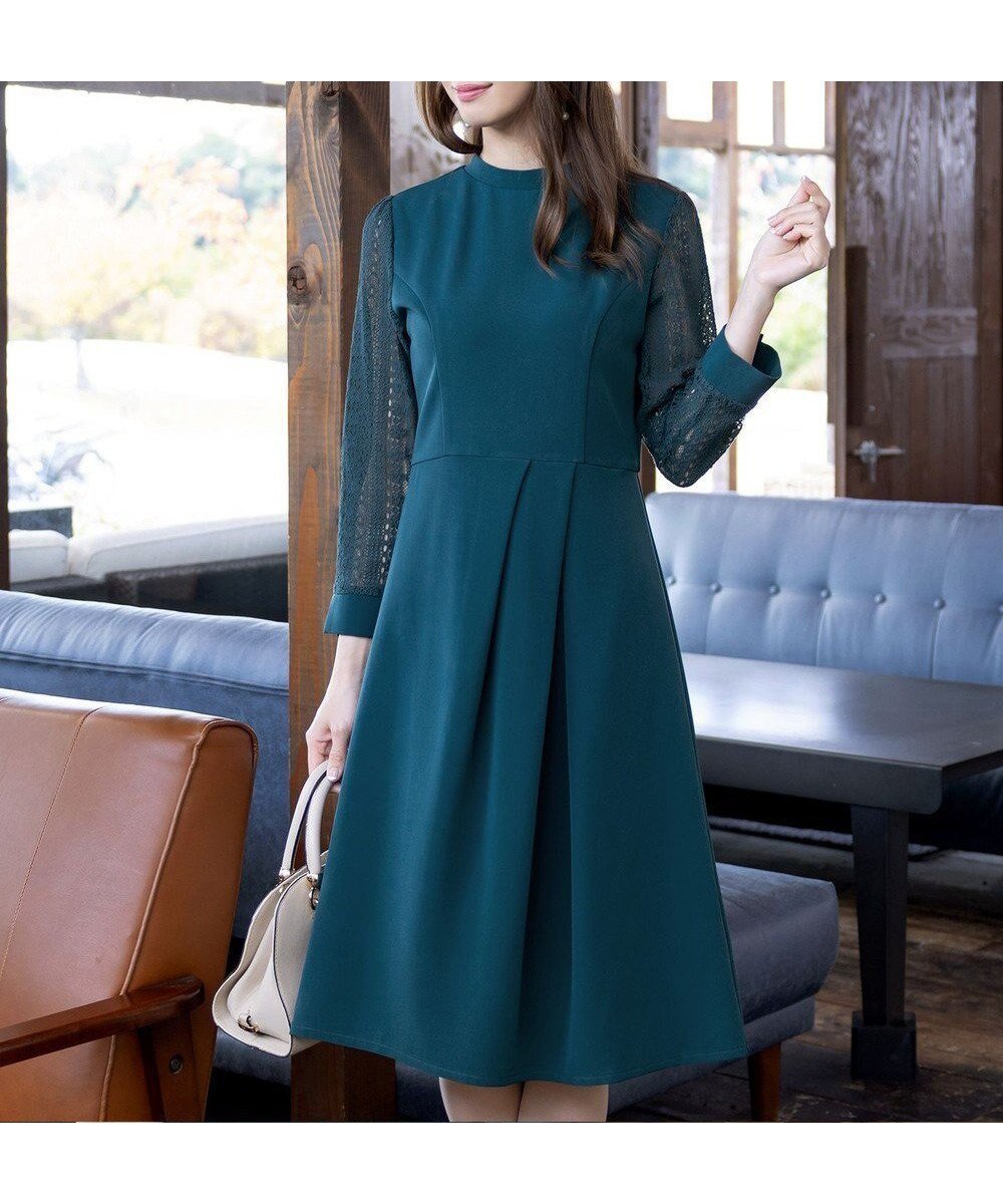 【ティアクラッセ/Tiaclasse】の【洗える】レーススリーブワンピース インテリア・キッズ・メンズ・レディースファッション・服の通販 founy(ファニー) 　ファッション　Fashion　レディースファッション　Fashion for Women　ワンピース　Dresses　チュニック　Tunic, Long Top　ポケット　Pocket, Pocket Detail　レース　Lace, Lace Fabric　エレガント 上品　Elegant　二次会　After Party　再入荷　Restock / Back in Stock　夏　Summer　新作・新入荷　New Arrivals / New In　春　Spring　S/S・春夏　SS, Spring/Summer, Warm Season　洗える　Machine Washable　結婚式　Wedding　ターコイズ|ID: prp329100004610055 ipo3291000000033441287