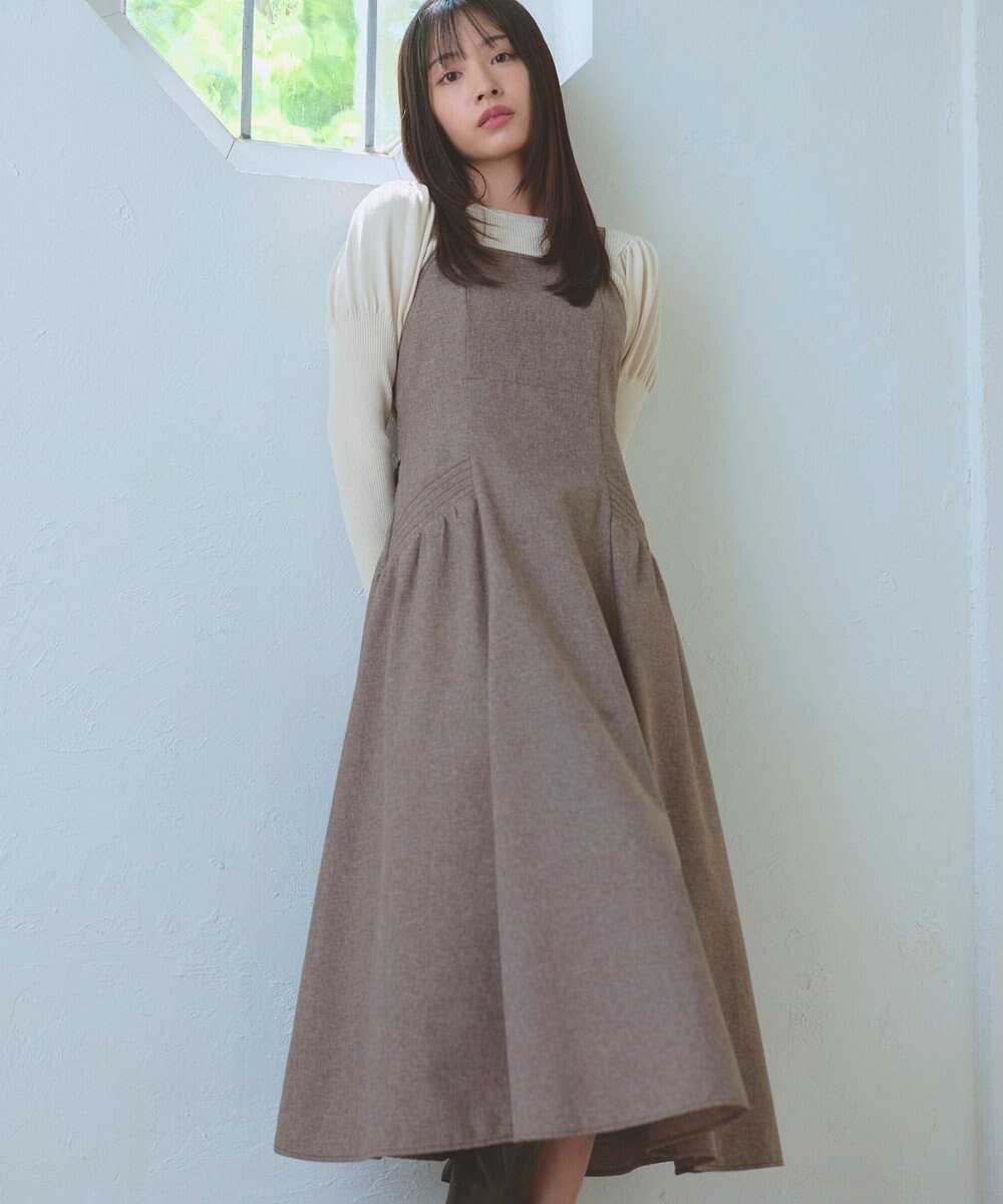 【フェルゥ/Feroux】のバッグリボン ジャンパースカート インテリア・キッズ・メンズ・レディースファッション・服の通販 founy(ファニー) 　ファッション　Fashion　レディースファッション　Fashion for Women　スカート　Skirts　インナー　Innerwear　切替　Switching, Contrast Panel　シャーリング　Shirring, Ruched　スクエア　Square, Square Shape　タートル　Turtleneck, Turtle Collar　フィット　Fit, Slim Fit　フレア　Flare, Flared　リボン　Ribbon, Bow　レース　Lace, Lace Fabric　冬　Winter / This Winter　A/W・秋冬　Autumn/Winter　おすすめ　Recommended / Our Picks　エレガント 上品　Elegant　ダークブラウン系|ID: prp329100004610171 ipo3291000000036287465