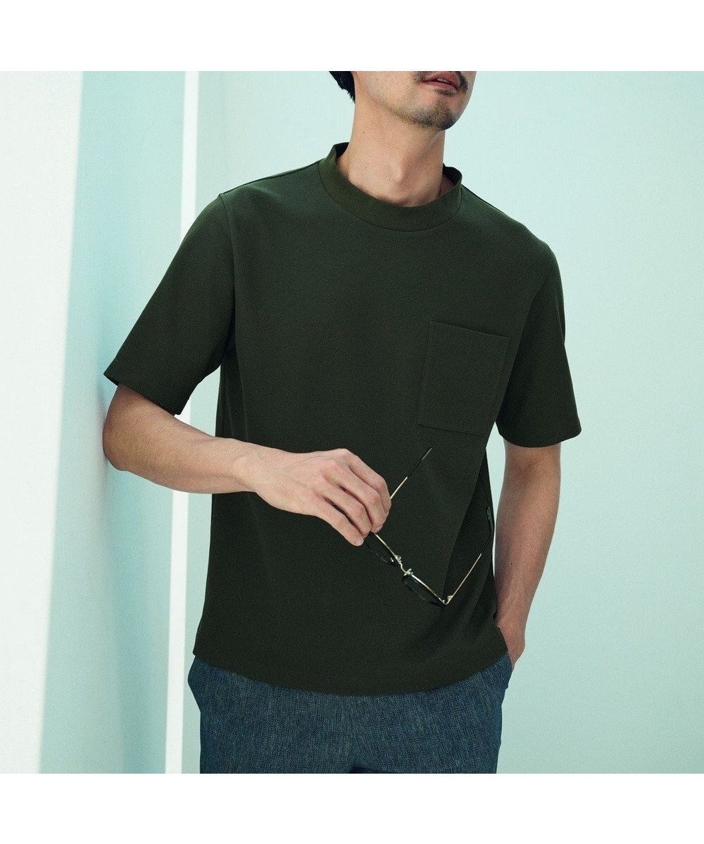 【ジョセフ アブード/JOSEPH ABBOUD / MEN】の【衣服内温度調節機能/接触冷感/JAPANファブリック】コンフォーマーミラノリブ モックネック Tシャツ インテリア・キッズ・メンズ・レディースファッション・服の通販 founy(ファニー) 　ファッション　Fashion　メンズファッション　Fashion for Men　トップス・カットソー　Cut & Sew Tops　メンズシャツ　Shirts　インナー　Innerwear　春　Spring　カットソー　Cut and Sewn Top　カーディガン　Cardigan, Knitwear　ショート　Short, Short Length　シンプル　Simple, Minimal　ジャケット　Jacket, Outerwear　デニム　Denim, Jeans Material　パターン　Pattern, Design Print　ファブリック　Fabric, Textile　ミラノリブ　Milano Rib, Milano Stitch　モックネック　Mock Neck, Short Turtleneck　リゾート　Resort, Vacation Style　リラックス　Relax, Relaxed Fit　S/S・春夏　SS, Spring/Summer, Warm Season　おすすめ　Recommended / Our Picks　夏　Summer　エレガント 上品　Elegant　ビジネス 仕事 通勤　Business / Work / Commuting　カーキ系|ID: prp329100004610757 ipo3291000000033653977