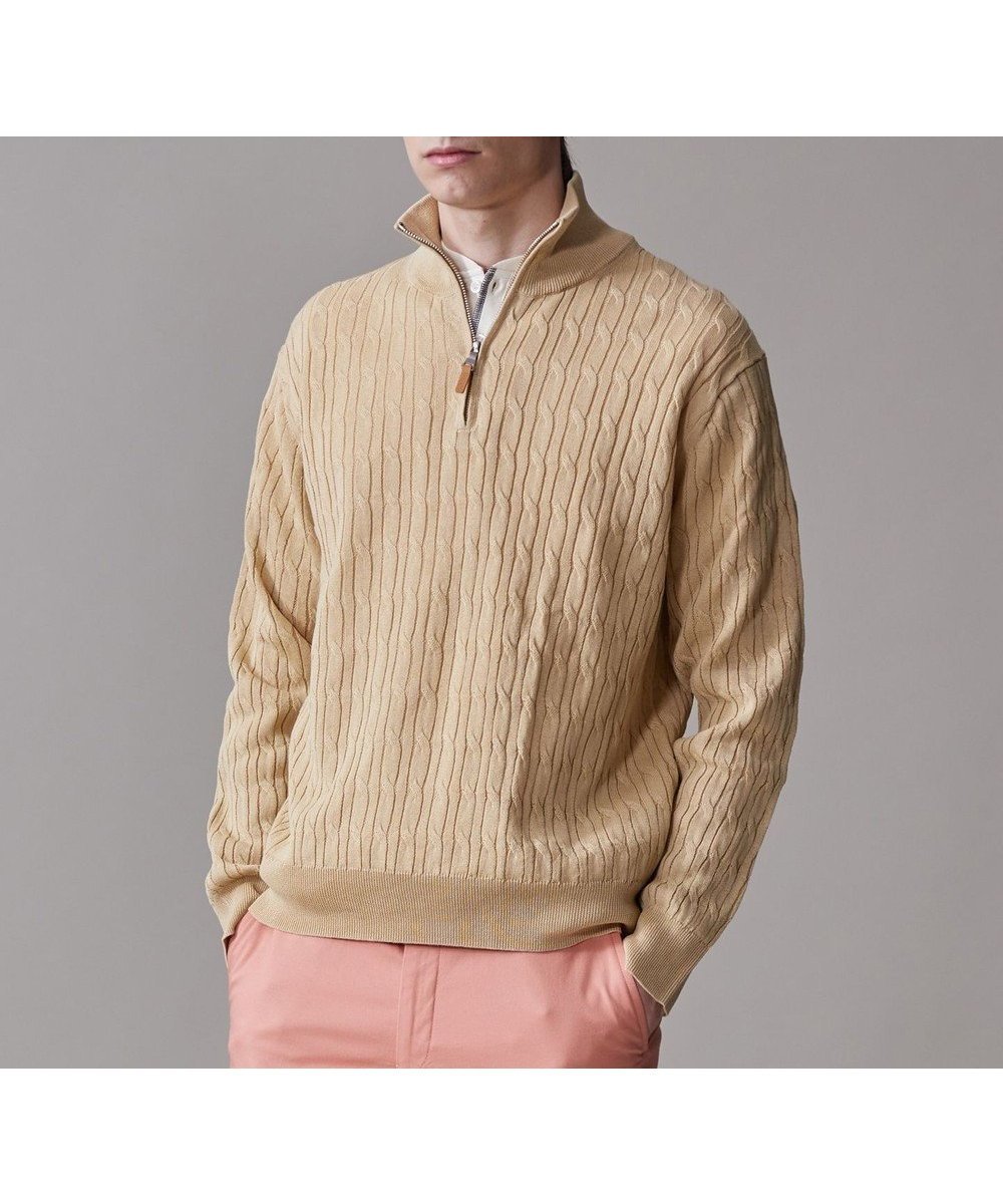 【ジェイ プレス/J.PRESS / MEN】のギマコットン ケーブルハーフジップ ニット インテリア・キッズ・メンズ・レディースファッション・服の通販 founy(ファニー) 　ファッション　Fashion　メンズファッション　Fashion for Men　トップス・カットソー　Cut & Sew Tops　ニット・セーター / 定番トップス　Knit Tops & Sweaters　コーティング　Coating, Coated Finish　シンプル　Simple, Minimal　セーター　Sweater, Knitwear　バランス　Balance, Style Balance　フィット　Fit, Slim Fit　レギュラー　Regular, Standard Fit　エレガント 上品　Elegant　夏　Summer　春　Spring　S/S・春夏　SS, Spring/Summer, Warm Season　ベージュ系|ID: prp329100004610763 ipo3291000000032990862