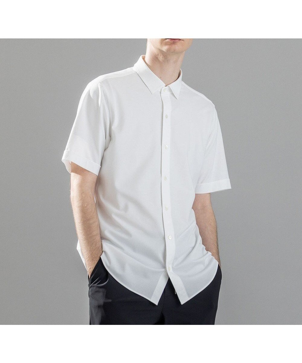 【ジョゼフ オム/JOSEPH HOMME / MEN】の【洗える/ストレッチ】ハイゲージコットンジャージー レギュラーカラーシャツ インテリア・キッズ・メンズ・レディースファッション・服の通販 founy(ファニー) 　ファッション　Fashion　メンズファッション　Fashion for Men　トップス・カットソー　Cut & Sew Tops　メンズシャツ　Shirts　シェイプ　Shape, Slim Fit　シンプル　Simple, Minimal　ジャケット　Jacket, Outerwear　ストレッチ　Stretch, Stretchy Fabric　ポケット　Pocket, Pocket Detail　半袖　Short Sleeve, Half Sleeve　夏　Summer　春　Spring　S/S・春夏　SS, Spring/Summer, Warm Season　洗える　Machine Washable　ホワイト系|ID: prp329100004610769 ipo3291000000032990943