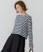 【23区/NIJYUSANKU】の【CanCam4月号掲載/洗える】Armor-lux スムース バックボタン ボーダー カットソー オフ×ダークネイビー|ID: prp329100004610908 ipo3291000000032993153