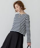 【23区/NIJYUSANKU】の【CanCam4月号掲載/洗える】Armor-lux スムース バックボタン ボーダー カットソー オフ×ダークネイビー|ID: prp329100004610908 ipo3291000000033650126