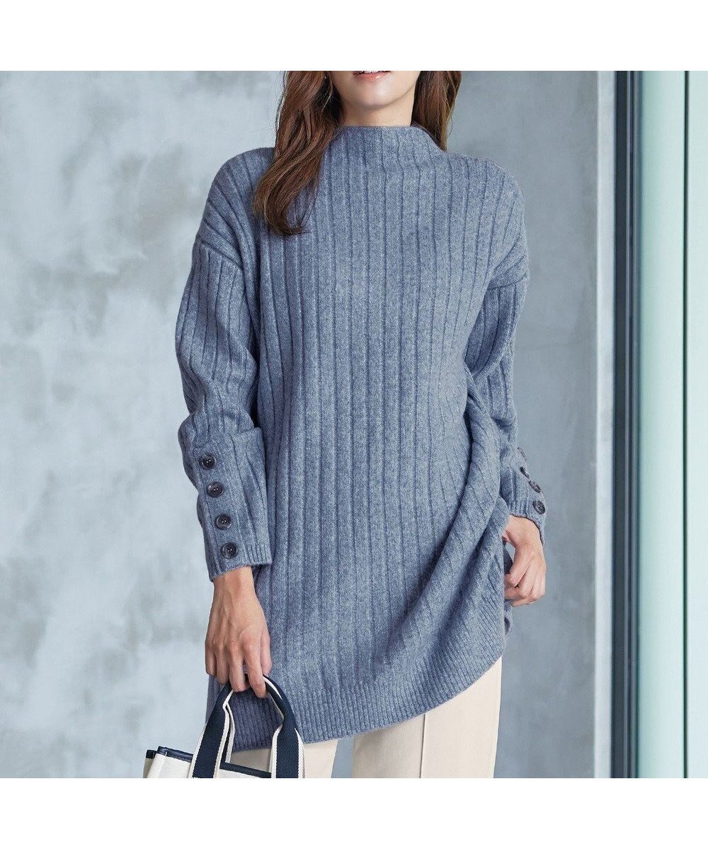 【ティアクラッセ/Tiaclasse】の【洗える】袖ボタンメランジニットチュニック インテリア・キッズ・メンズ・レディースファッション・服の通販 founy(ファニー) ファッション Fashion レディースファッション Fashion for Women トップス・カットソー Cut & Sew Tops ニット Knit Tops & Sweaters ウォッシャブル Machine Washable 春 Spring 洗える Machine Washable 秋 Autumn シンプル Simple, Minimal セーター Sweater, Knitwear チュニック Tunic, Long Top 長袖 Long Sleeve, Full Sleeve ボトルネック Bottle Neck, Mock Neck ロング Long, Long-Length 冬 Winter / This Winter A/W・秋冬 Autumn/Winter 再入荷 Restock / Back in Stock 新作・新入荷 New Arrivals / New In ブルー|ID: prp329100004611115 ipo3291000000036153228