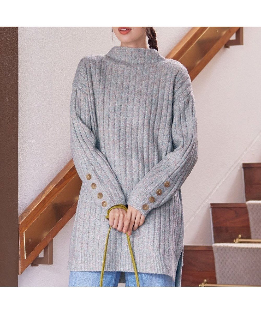【ティアクラッセ/Tiaclasse】の【洗える】袖ボタンメランジニットチュニック インテリア・キッズ・メンズ・レディースファッション・服の通販 founy(ファニー) ファッション Fashion レディースファッション Fashion for Women トップス・カットソー Cut & Sew Tops ニット Knit Tops & Sweaters ウォッシャブル Machine Washable 春 Spring 洗える Machine Washable 秋 Autumn シンプル Simple, Minimal セーター Sweater, Knitwear チュニック Tunic, Long Top 長袖 Long Sleeve, Full Sleeve ボトルネック Bottle Neck, Mock Neck ロング Long, Long-Length 冬 Winter / This Winter A/W・秋冬 Autumn/Winter 再入荷 Restock / Back in Stock 新作・新入荷 New Arrivals / New In ミント|ID: prp329100004611115 ipo3291000000036153230