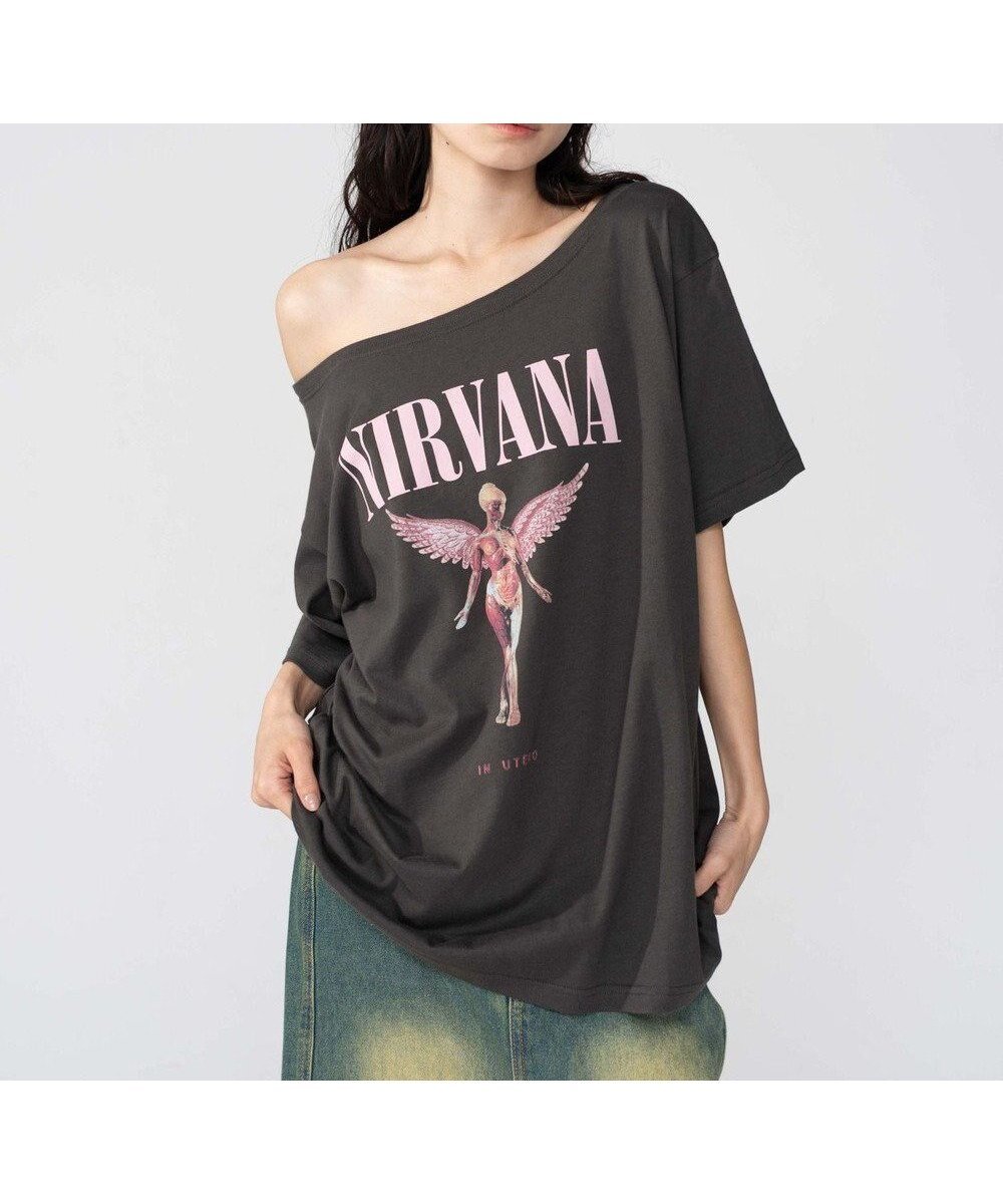 【ウィゴー/WEGO】のNIRVANA別注オフショルビッグT インテリア・キッズ・メンズ・レディースファッション・服の通販 founy(ファニー) 　ファッション　Fashion　レディースファッション　Fashion for Women　トップス・カットソー　Cut & Sew Tops　シャツ・ブラウス・オフィスカジュアル　Elegant Blouses & Button-Ups　ロングTシャツ・Tシャツ　Longline T-Shirts & Tees　カットソー・ベーシックTシャツ　Cut-and-Sewn Tops / Stretch Tees & Basics　春　Spring　カットソー　Cut and Sewn Top　グラフィック　Graphic, Graphic Design　ショート　Short, Short Length　スマホ　Smartphone, Mobile Device　トレンド　Trend, Trending Now　人気　Popular, Best Seller　別注　Limited Edition, Custom Order　半袖　Short Sleeve, Half Sleeve　ワンショル　One Shoulder, Asymmetrical　S/S・春夏　SS, Spring/Summer, Warm Season　おすすめ　Recommended / Our Picks　夏　Summer　柄2|ID: prp329100004611214 ipo3291000000033593630