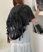 【ウィゴー/WEGO】のドロストリボンギャザーナップサック ブラック|ID: prp329100004611271 ipo3291000000032998032