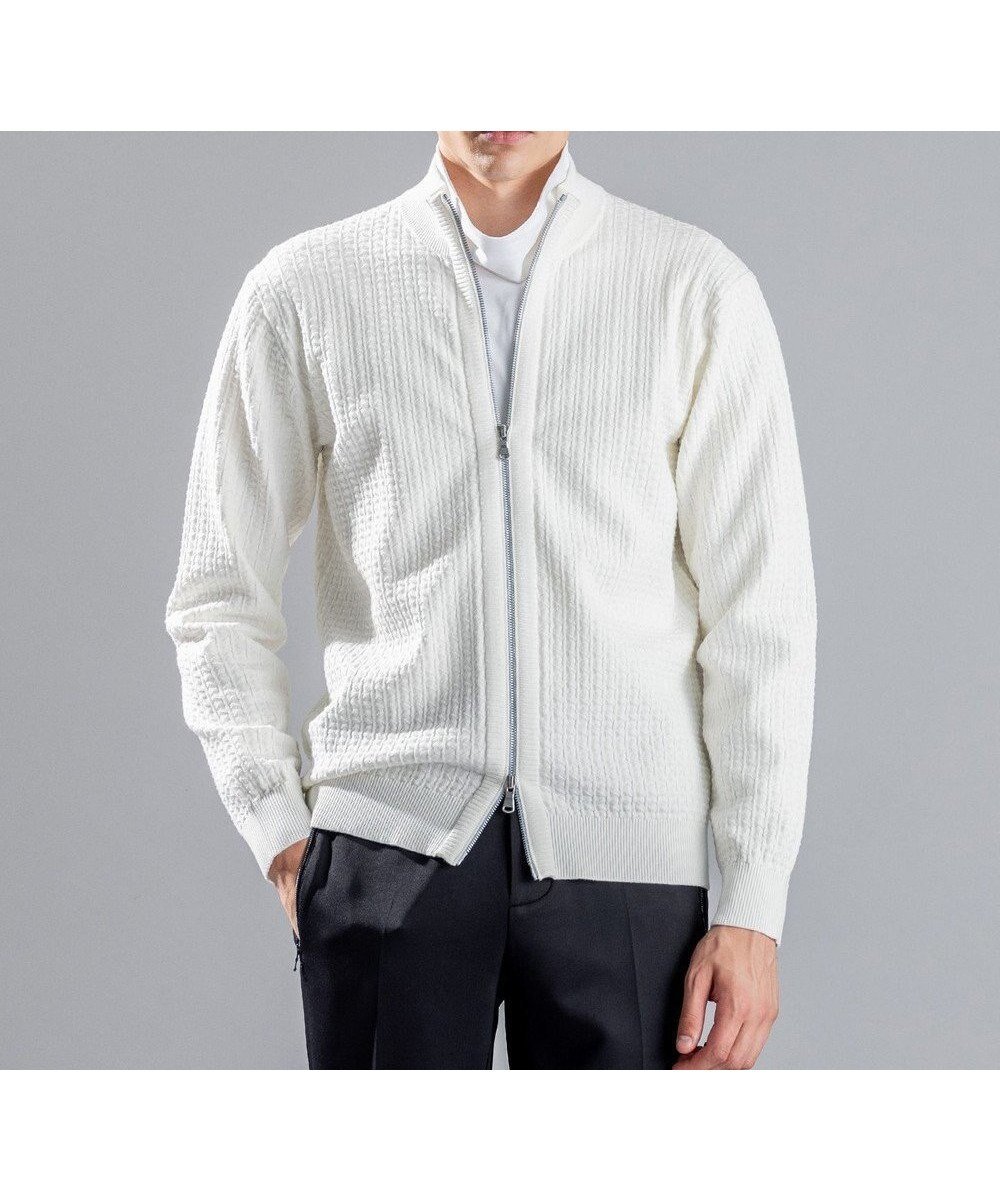 【ジョゼフ オム/JOSEPH HOMME / MEN】の【イージーケア】 ヴィスコースリンクス ジップアップカーディガン インテリア・キッズ・メンズ・レディースファッション・服の通販 founy(ファニー) 　ファッション　Fashion　メンズファッション　Fashion for Men　トップス・カットソー　Cut & Sew Tops　ニット・セーター / 定番トップス　Knit Tops & Sweaters　カーディガン / 羽織り　Cardigans　インナー　Innerwear　シンプル　Simple, Minimal　ジャケット　Jacket, Outerwear　スタンド　Stand Collar, Upright Stand　セーター　Sweater, Knitwear　フィット　Fit, Slim Fit　羽織　Haori, Light Jacket　メランジ　Melange, Mixed Yarn　レギュラー　Regular, Standard Fit　ロング　Long, Long-Length　A/W・秋冬　Autumn/Winter　ホワイト系|ID: prp329100004611600 ipo3291000000033002370